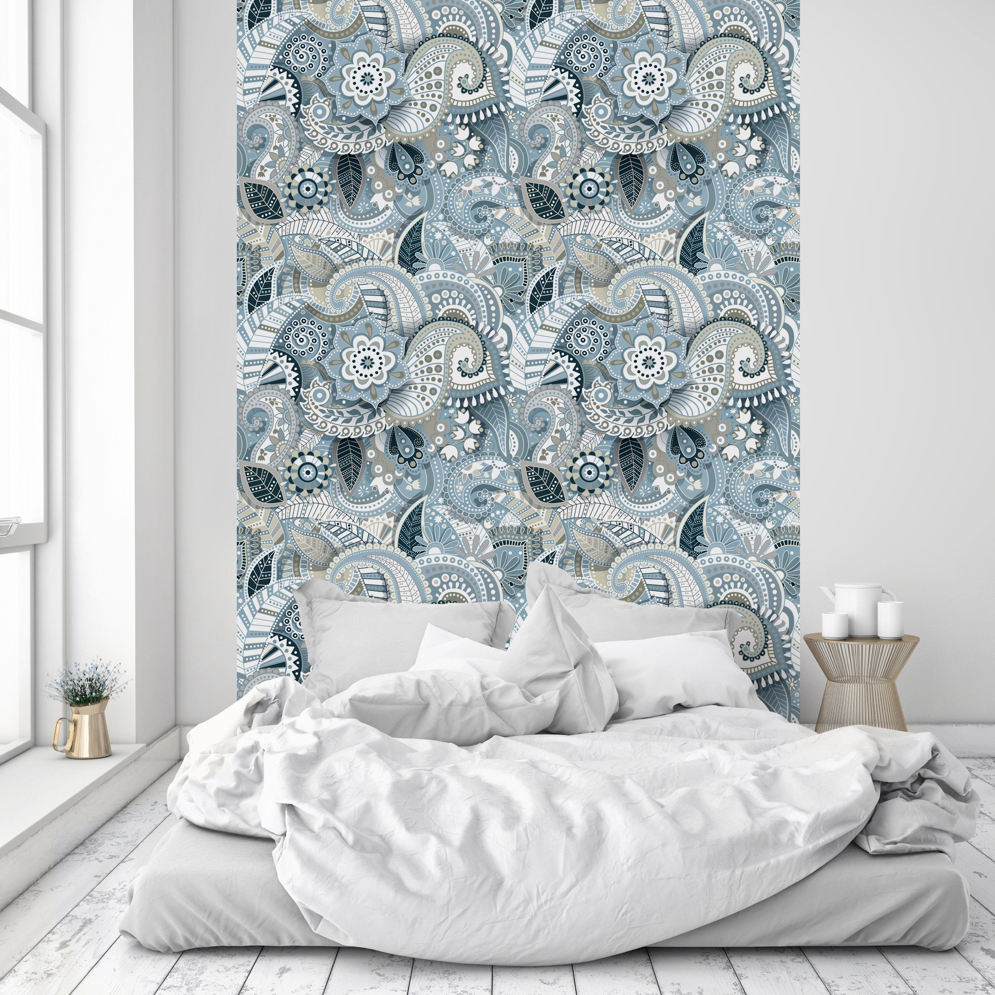 queence Vinyltapete »Ramona« Motiv | bedruckt | botanisch | floral | gemustert | natürlich glatt 90x250cm, selbstklebend, kinderleichte Anbringung, , Sticker