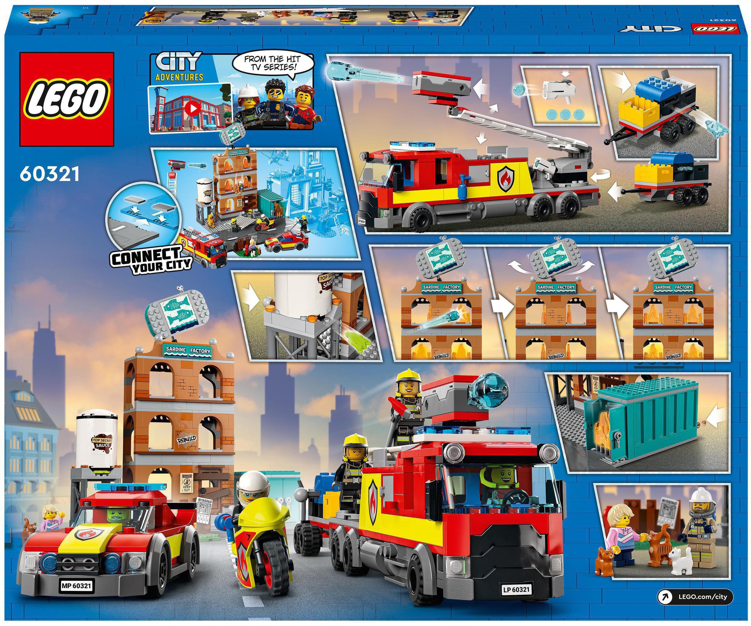 LEGO® Konstruktionsspielsteine »Feuerwehreinsatz mit Löschtruppe (60321), LEGO® City«, (766 St.)