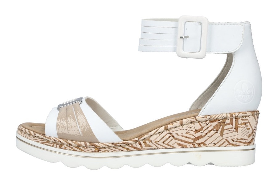 Rieker Keilsandalette, Sommerschuh, Sandale, Keilabsatz, mit Print an der Laufsohle