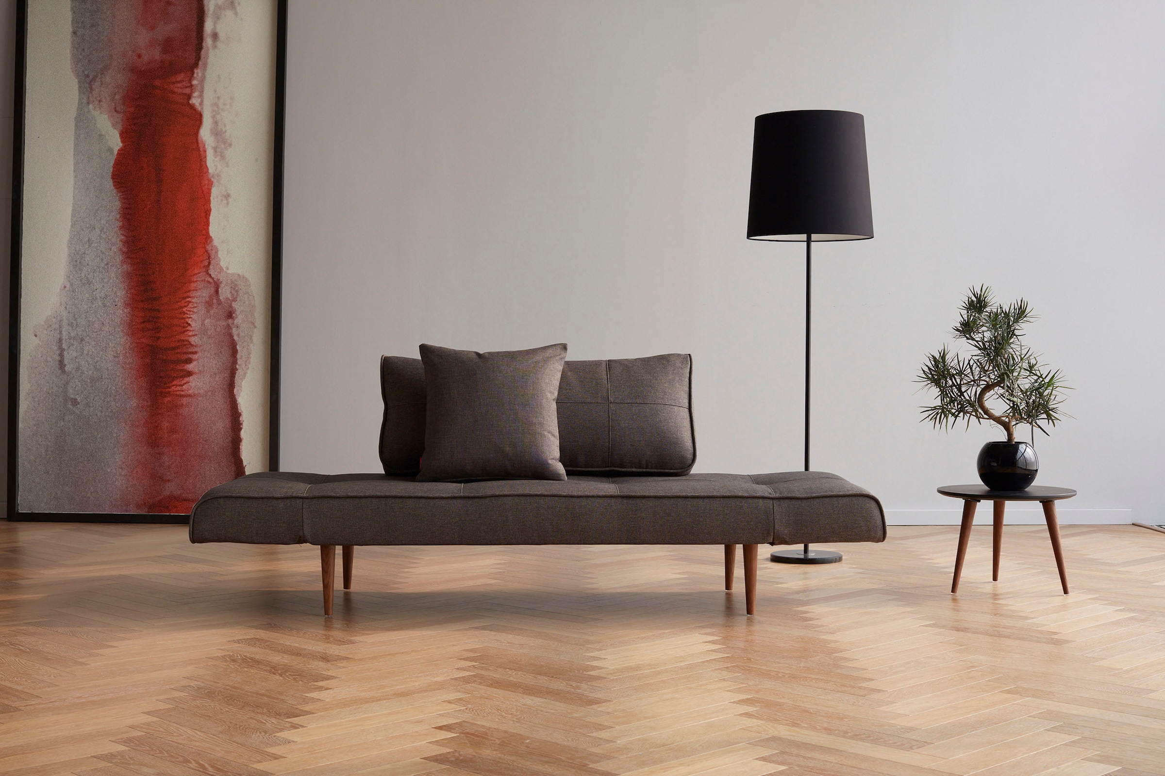 INNOVATION LIVING ™ Schlafsofa »Zeal Designsofa mit verstellbaren Armlehnen«, im Scandinavian Design, Styletto Beine, inklusive Rückenkissen