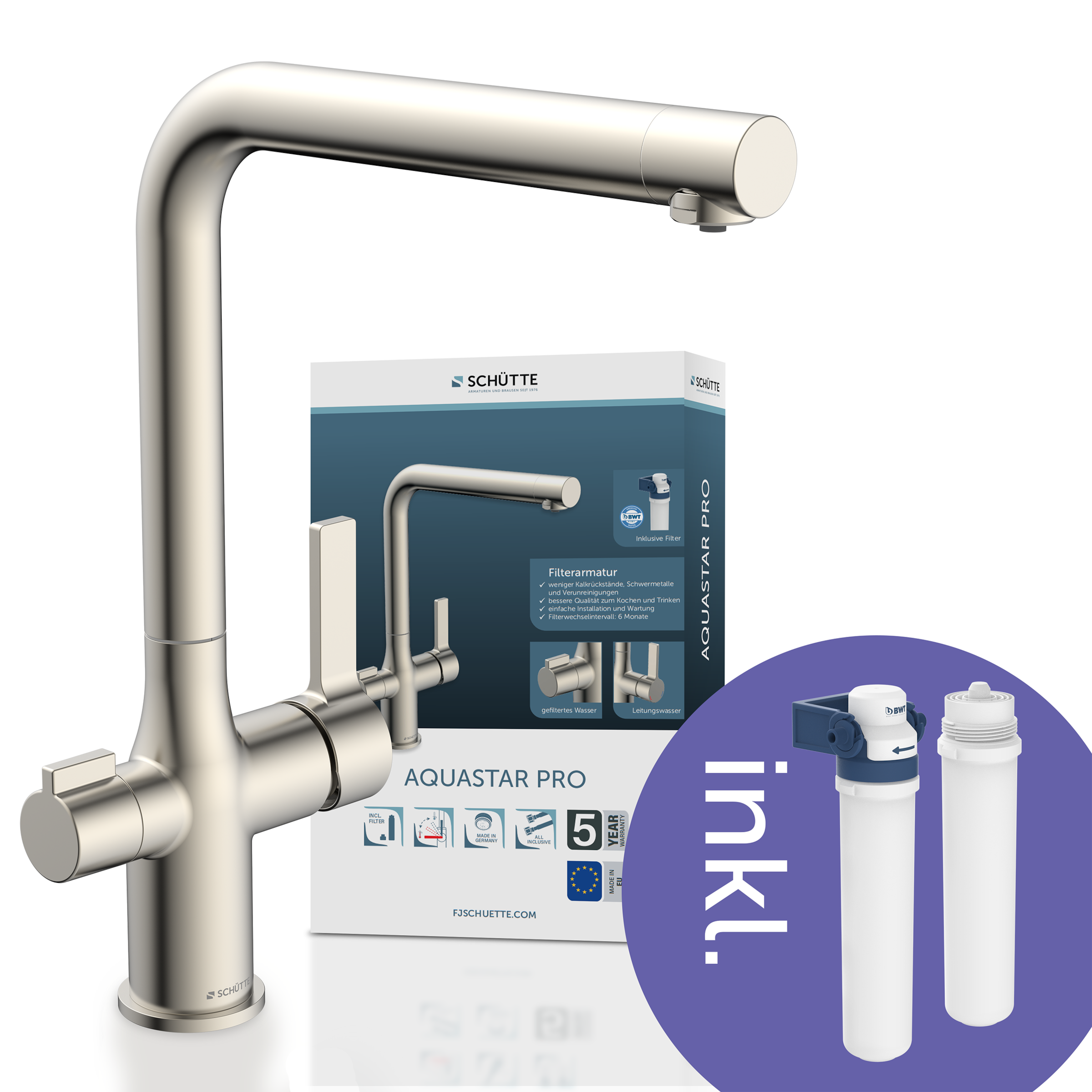 Schütte Spültischarmatur »AQUASTAR PRO« mit Filtersystem für Trinkwasser, praktische Cold-Start-Funktion