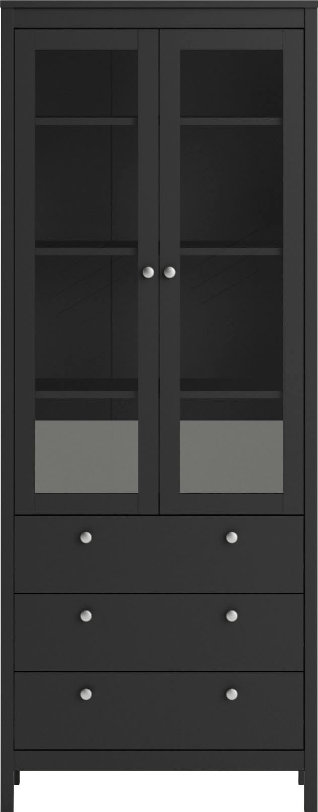 Home affaire Vitrine »Madrid, Glasvitrine Vitrinenschrank Ausstellung Sammelvitrine«, mit 2 Glastüren und 3 Schubladen, Breite 78 cm