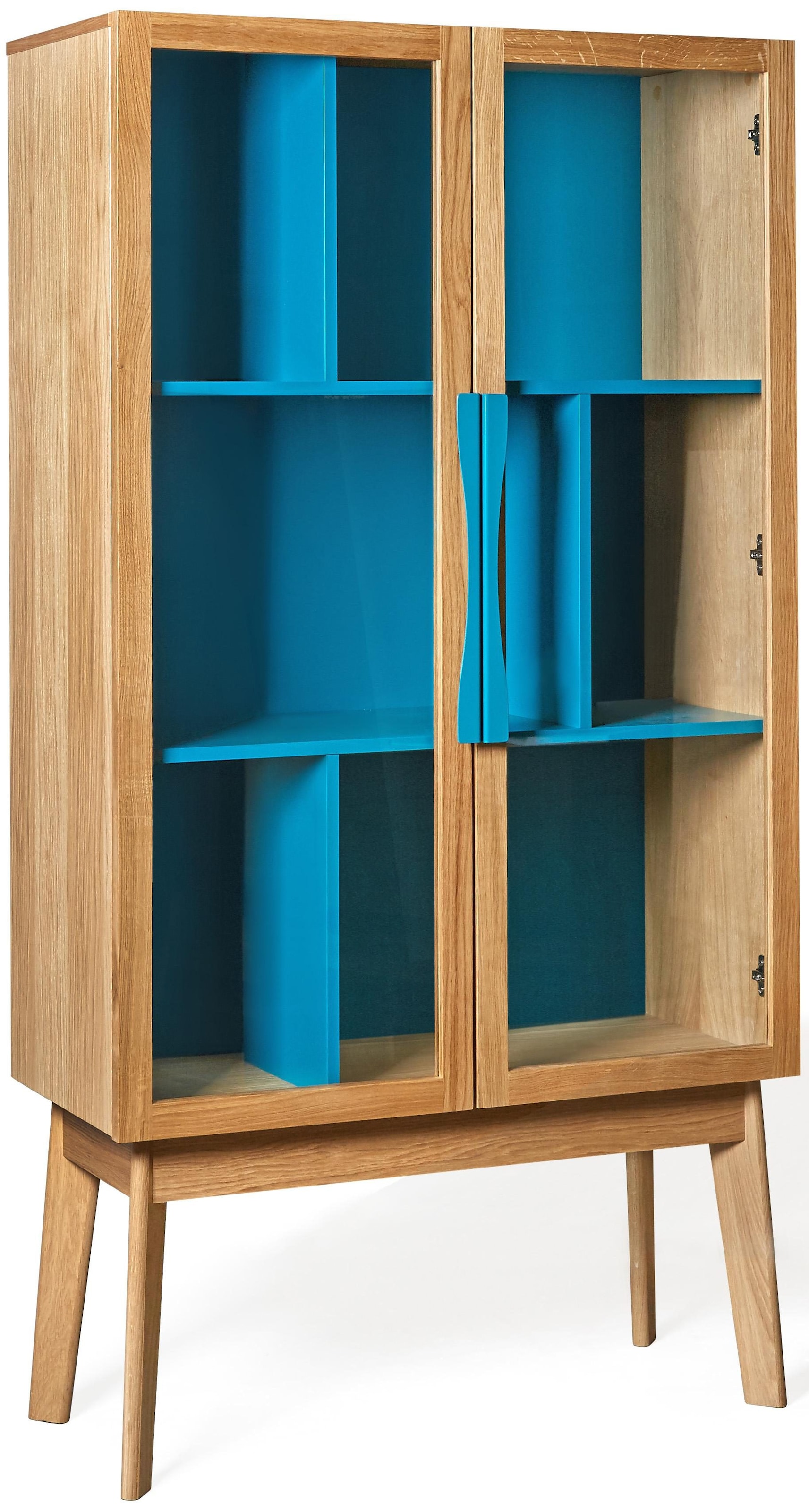 Woodman Bücherregal »Hilla«, Breite Raten Türen Holzfurnier cm, bestellen mit Eiche 88 Glaseinsätzen, auf aus