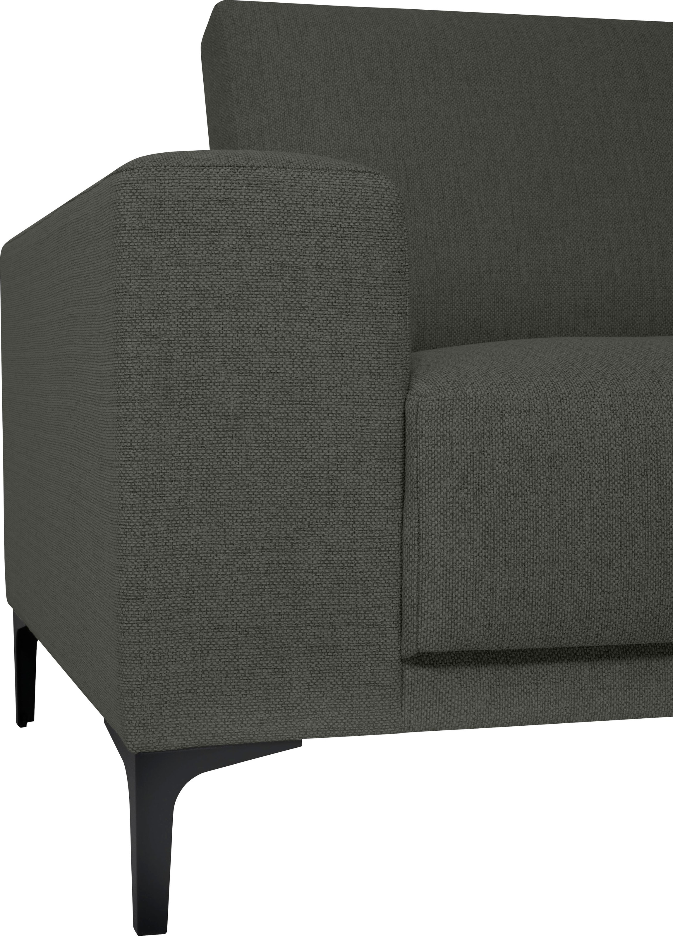 Places of Style Ecksofa »Xander, L-Form,«, Breite 289 cm, Webstoff, Soft-Touch Chenille, schwarze Metallfüße