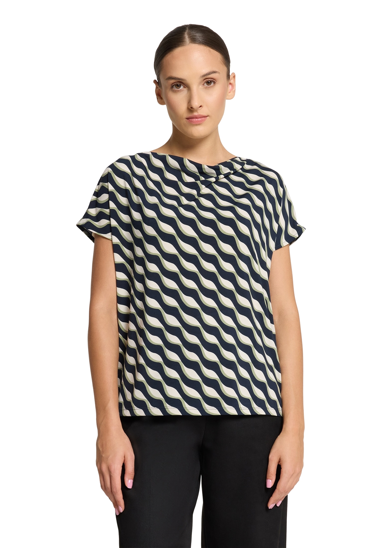 Betty Barclay Kurzarmshirt »Printshirt mit Wasserfallausschnitt«
