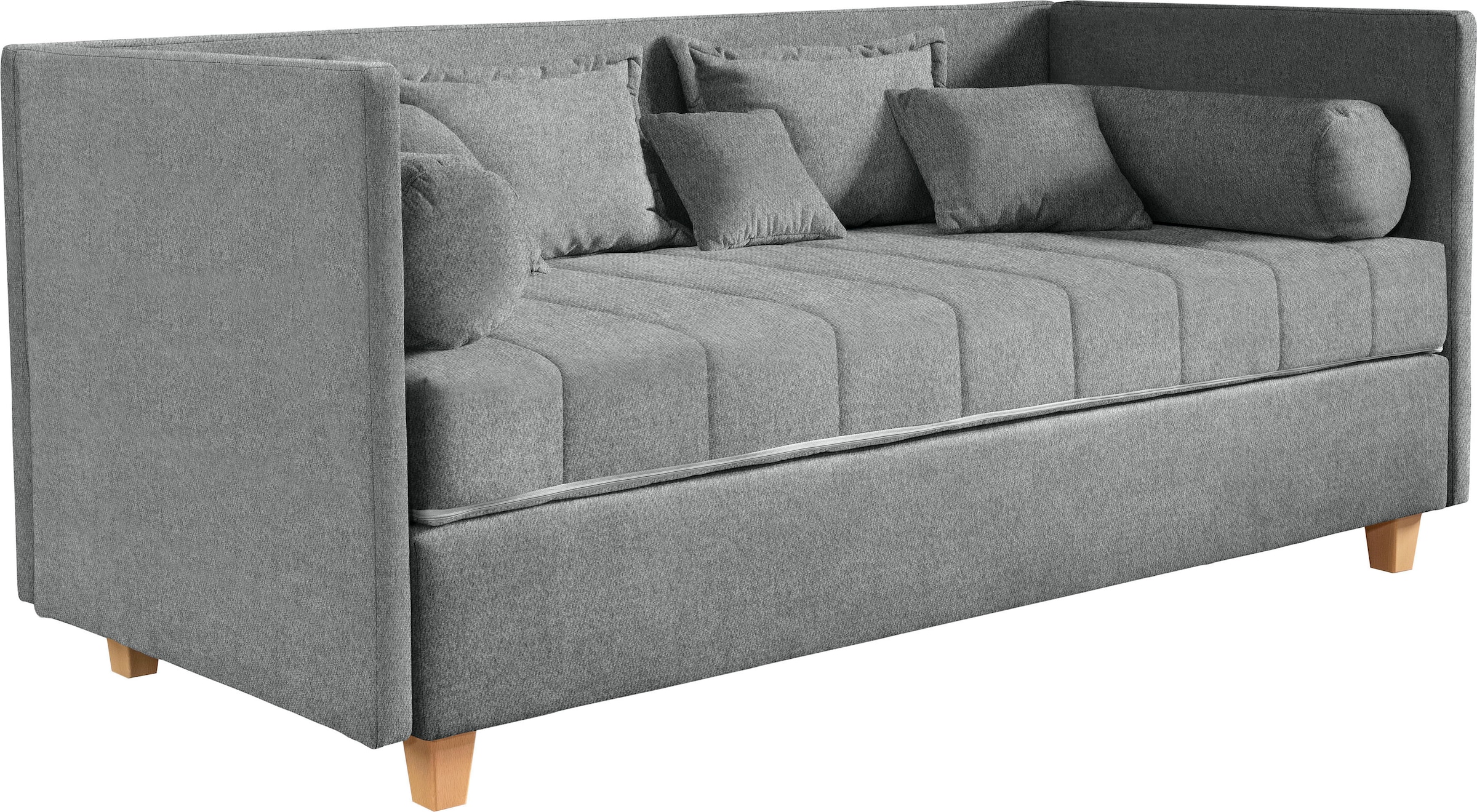 alina Schlafsofa »Kona«, 7-Zonen Taschenfederkernmatratze, Zierkissen-Set und Schlummerrollen
