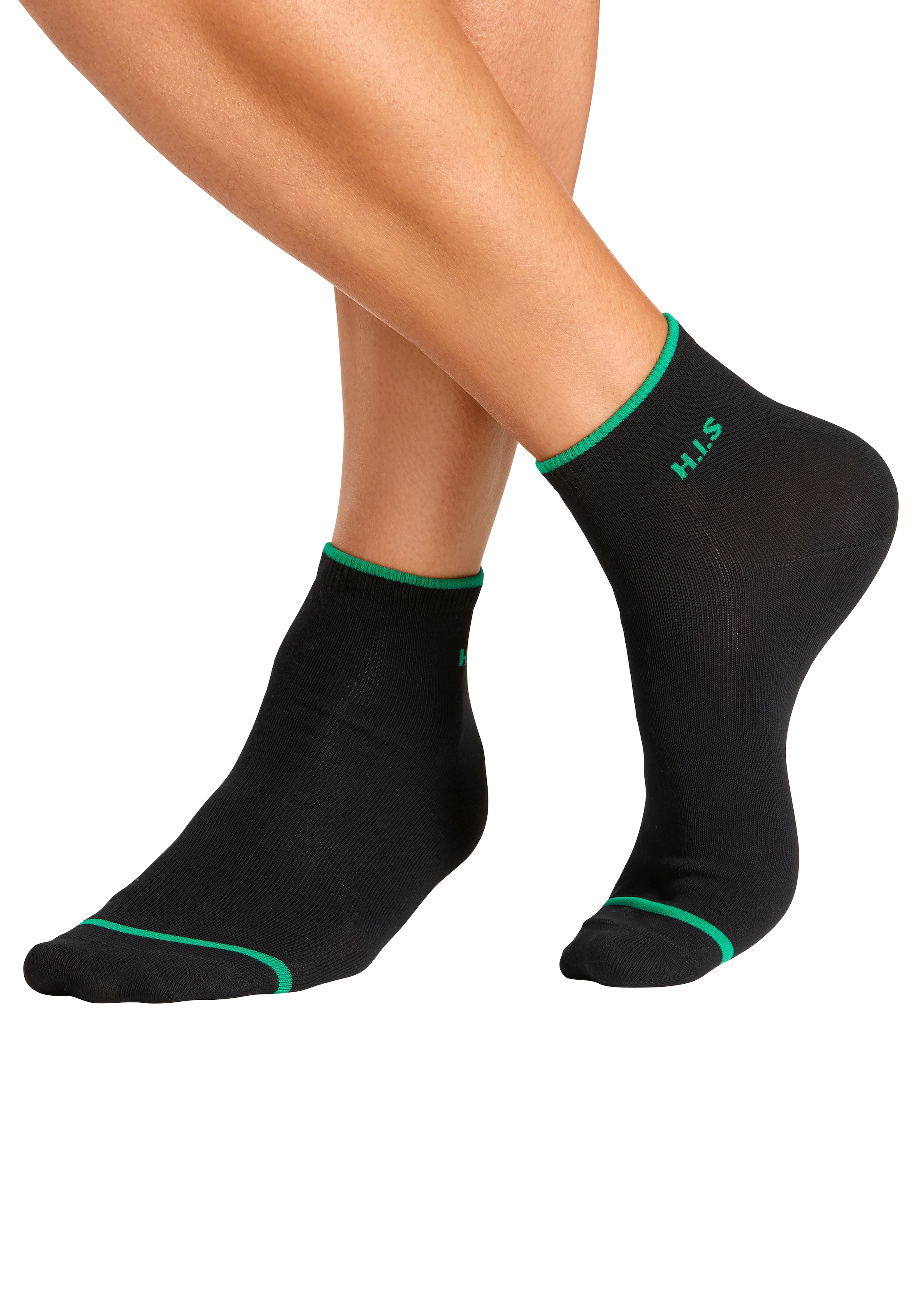 H.I.S Kurzsocken, (Packung, 7 Paar), mit farbigen Bündchen