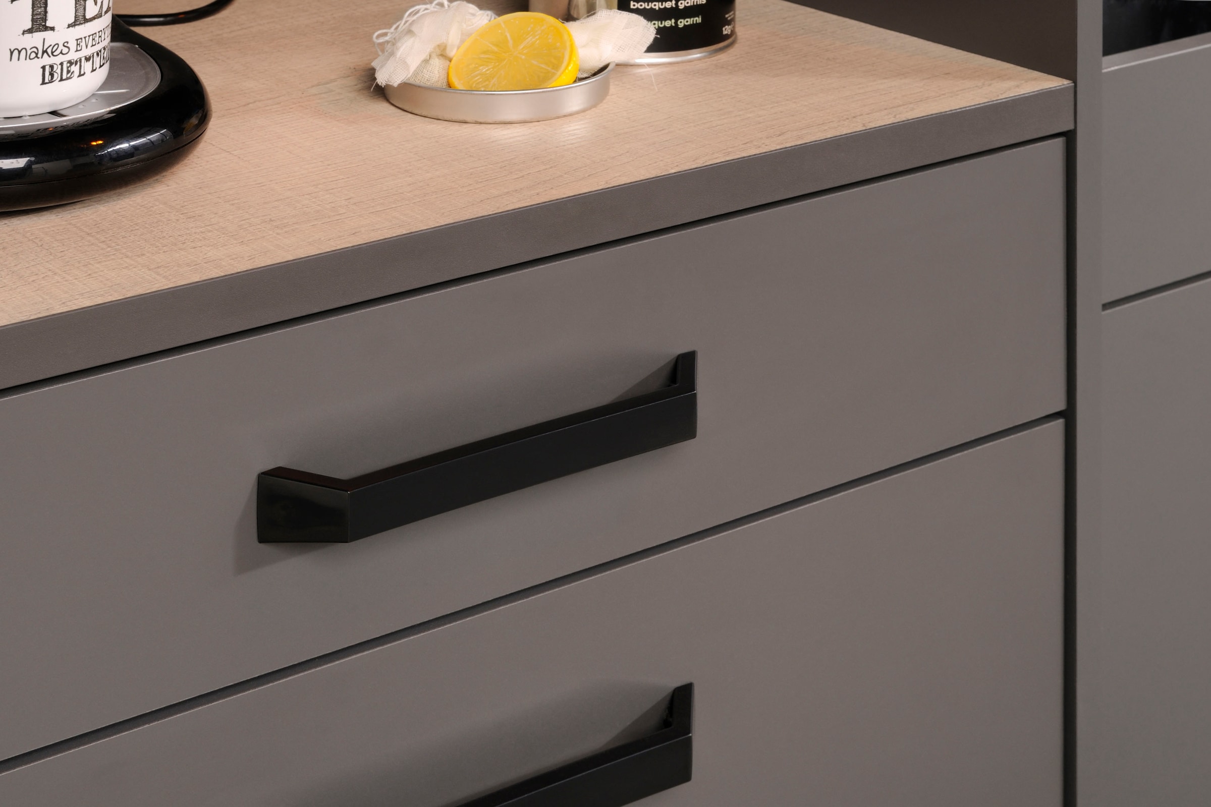 Parisot Schrank-Set »Moove 2, Küchenzeile, Arbeitsflächen ohne Ausschnitt« Spar-Set, Regalwand, 2-türiger Schrank, 2 türiger Schrank+2 Schubladen und  Fach, 3 Stk. tlg.