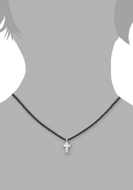 Anhänger Edelstahl + bei Kette mit Kreuz, »Halskette Leder aus s.Oliver 2024225«, ♕ Junior