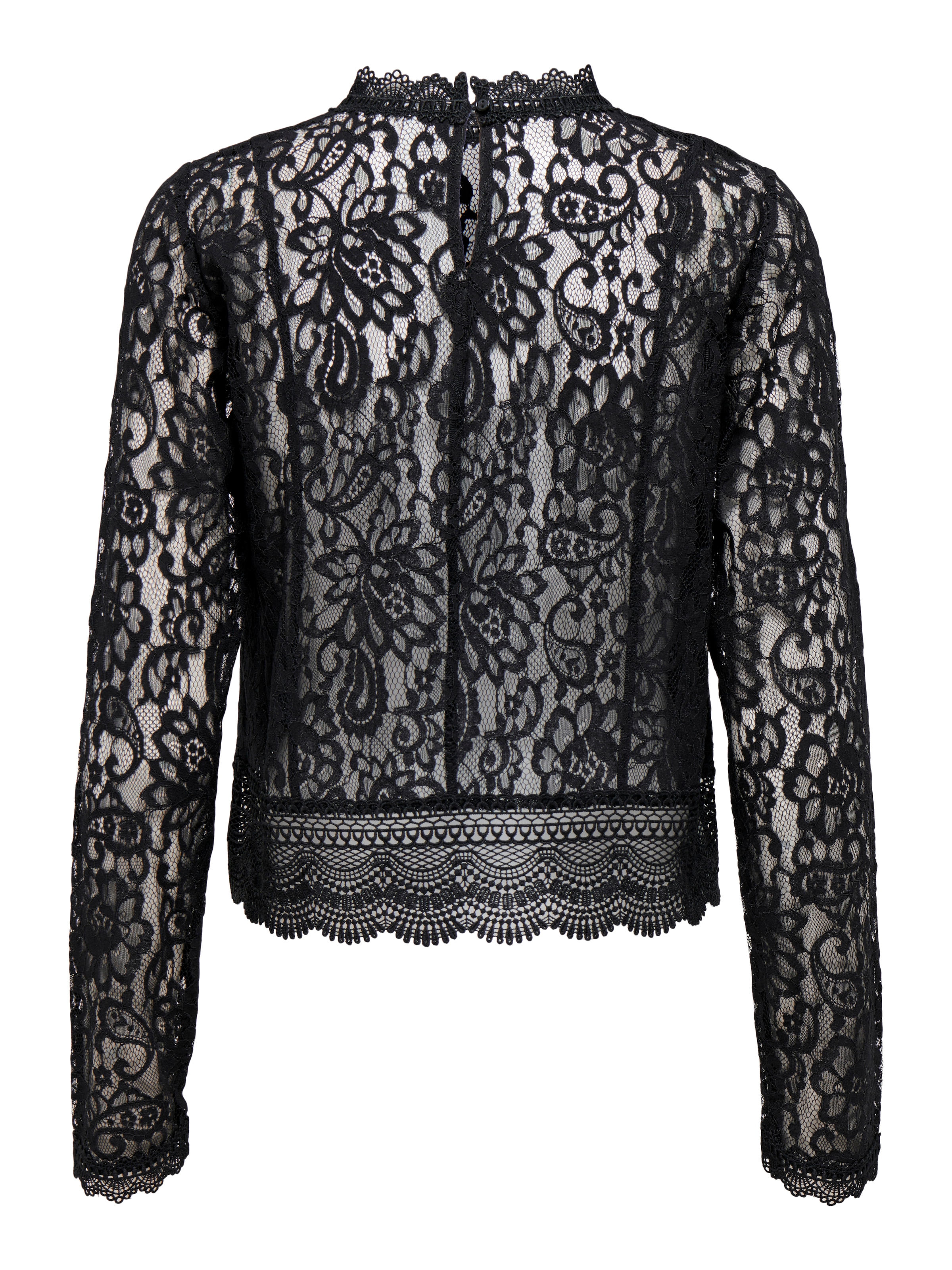 ONLY Spitzenshirt »ONLNEW KARO LS LACE TOP WVN NOOS« Materialmix, regular fit