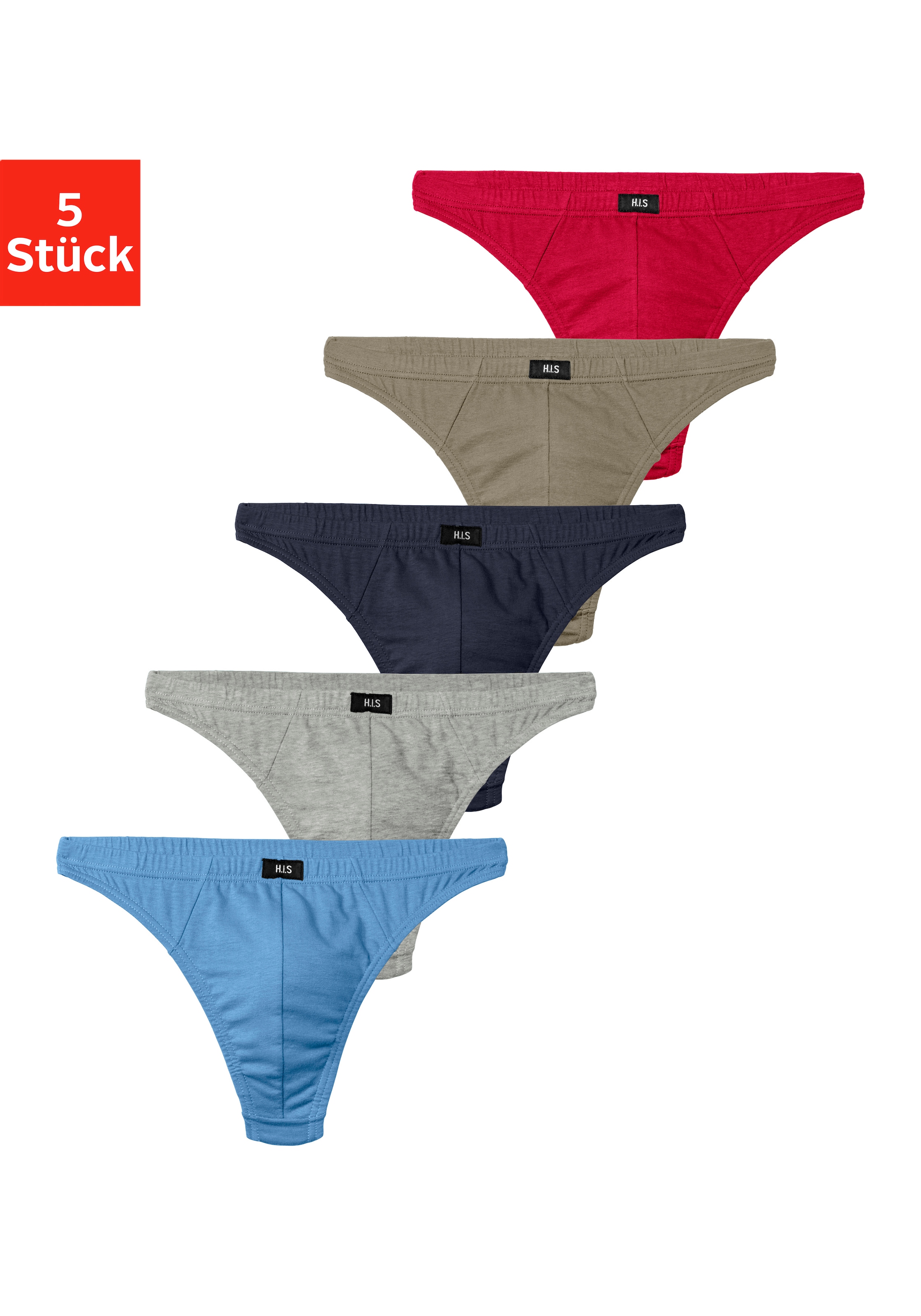 H.I.S String "Herren Unterhose" Packung, 5 Stk. in Baumwollstretch-Qualität