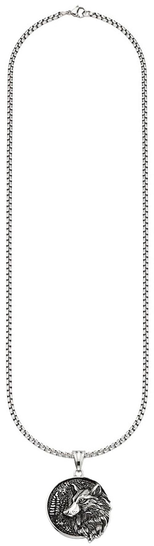 Bruno Banani Kette mit Anhänger »Schmuck Geschenk Halsschmuck Anhänger rund Wolfskopf-Optik«