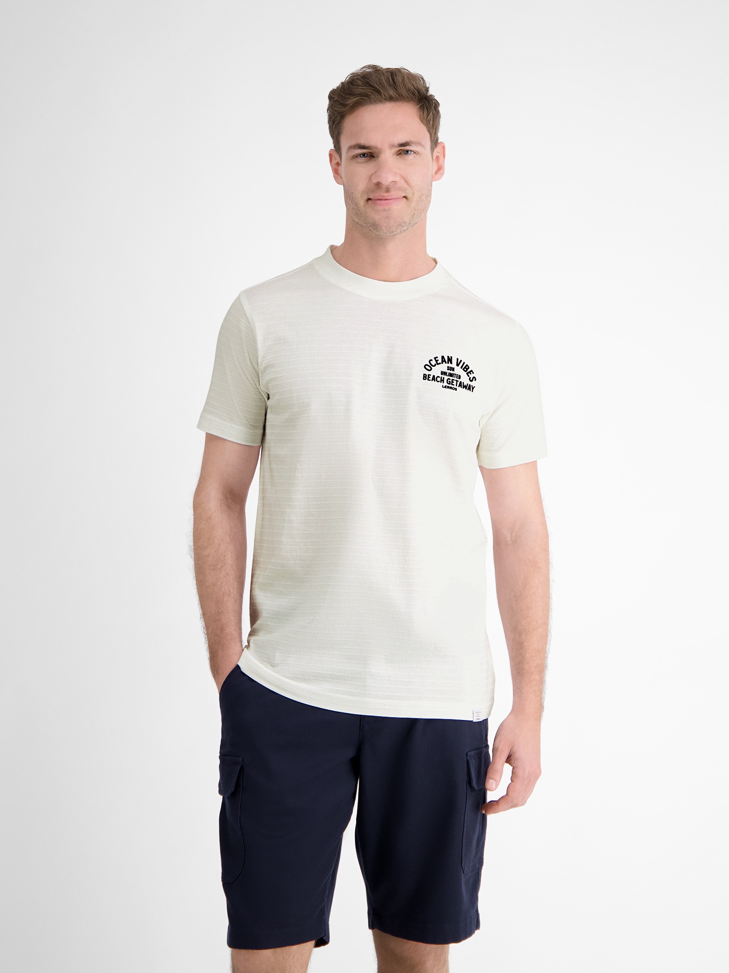 LERROS T-Shirt »Gestreiftes T-Shirt mit Front und Backprint«