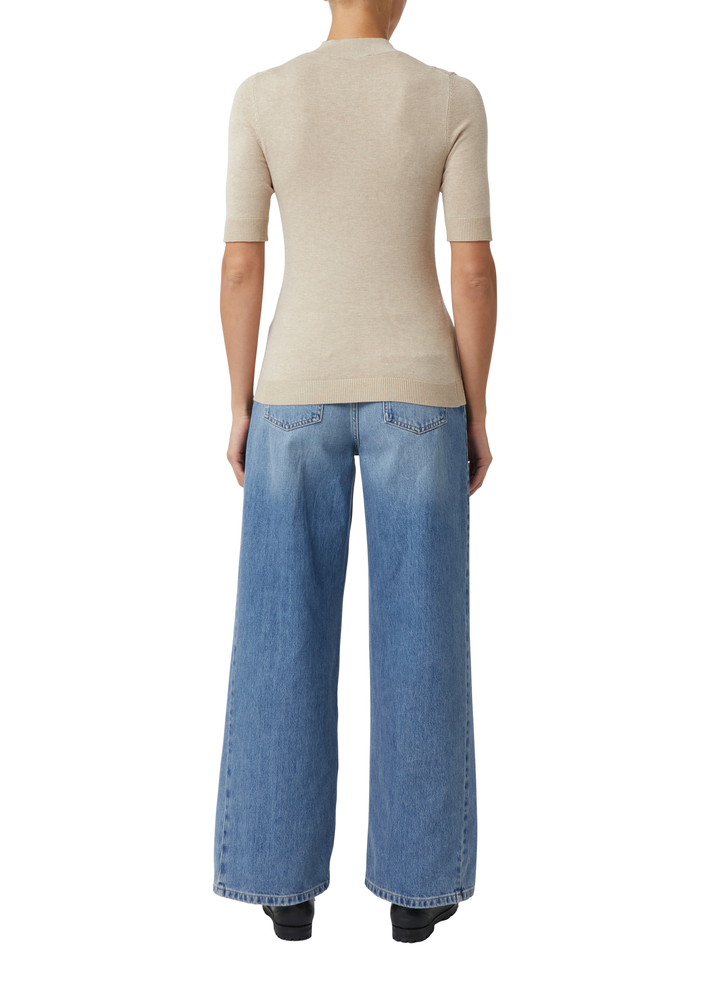 Comma Strickpullover halbarm, mit Stehkragen