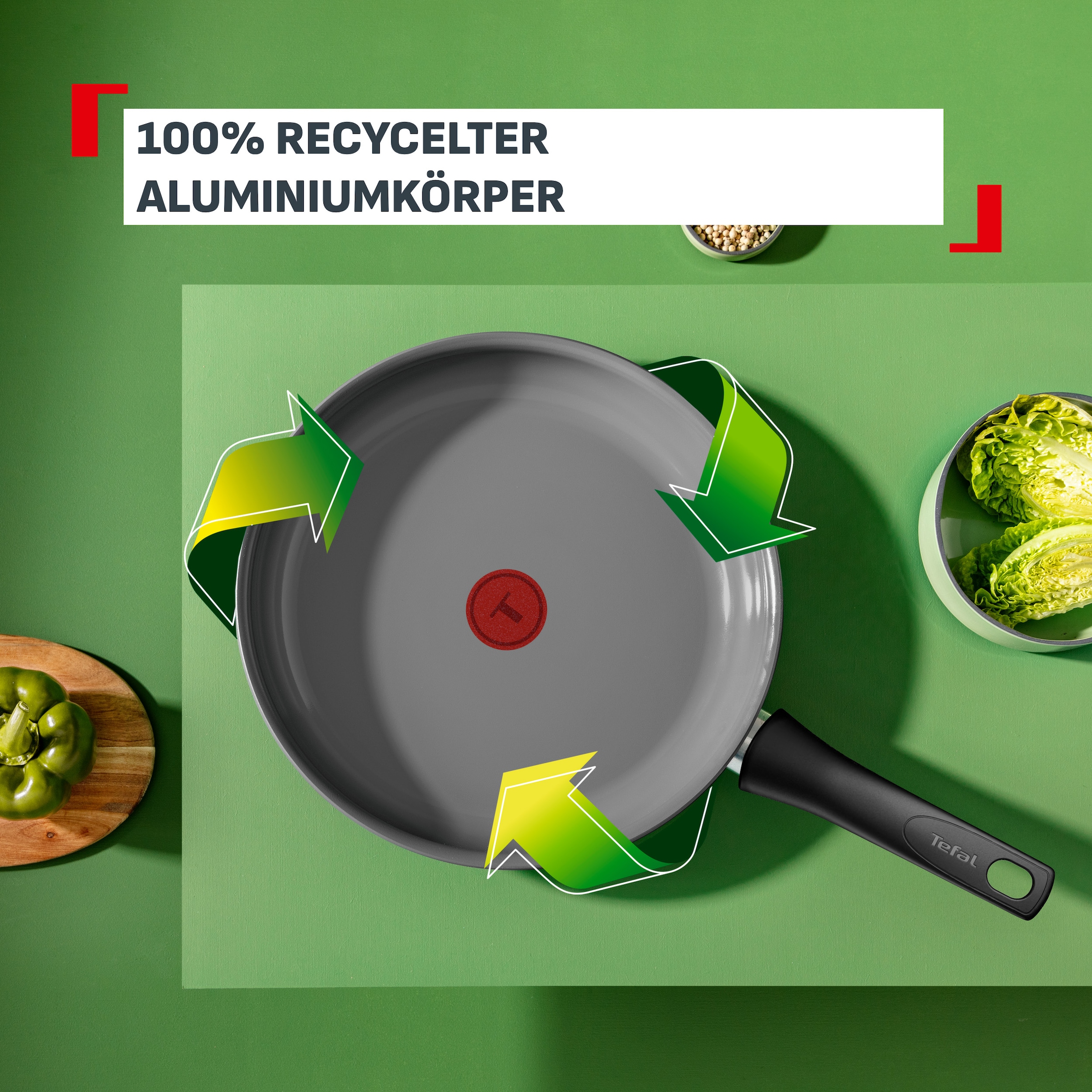 Tefal Pfannen-Set »Renewal« Aluminium Set, 2 tlg. Keramikbeschichtung, 100% recycelter Aluminiumkörper, Thermo-Signal