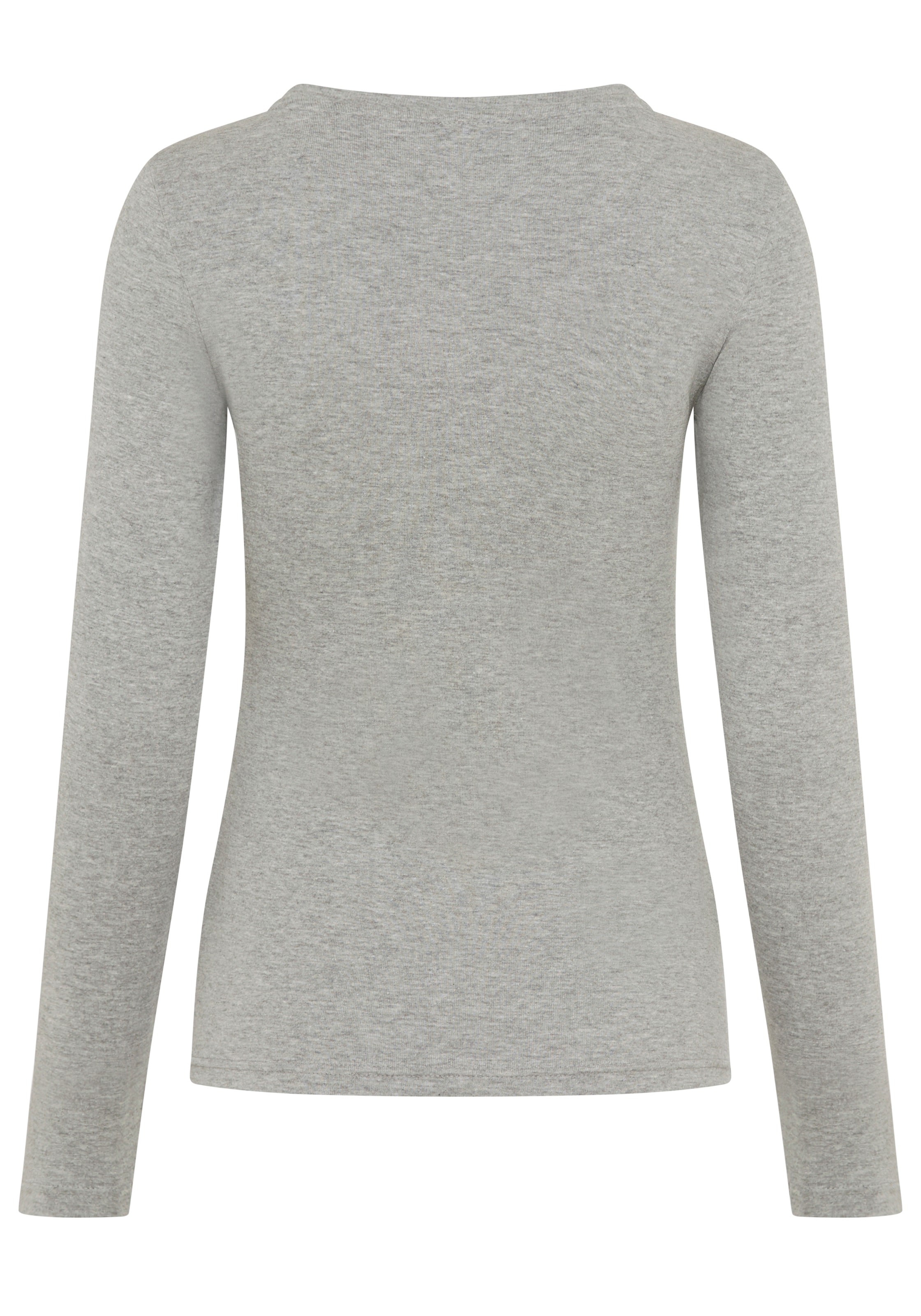 Bruno Banani Longsleeve mit Rundhalsausschnitt, figurbetonte Passform, hüftbedeckende Länge