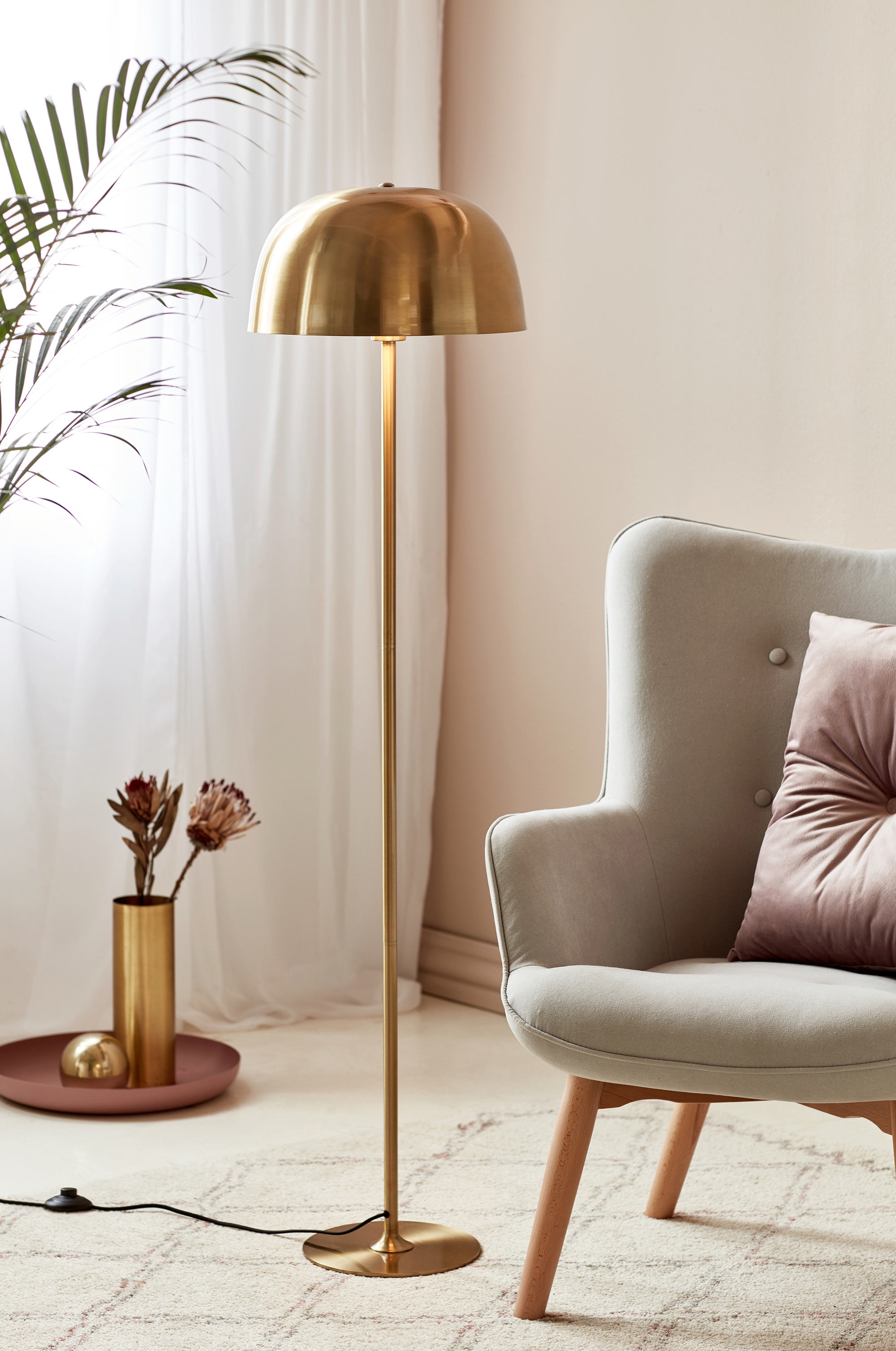Nordlux Stehlampe »CERA«, 1 flammig, Leuchtmittel E27 | ohne Leuchtmittel, Messing Design, textil Kabel