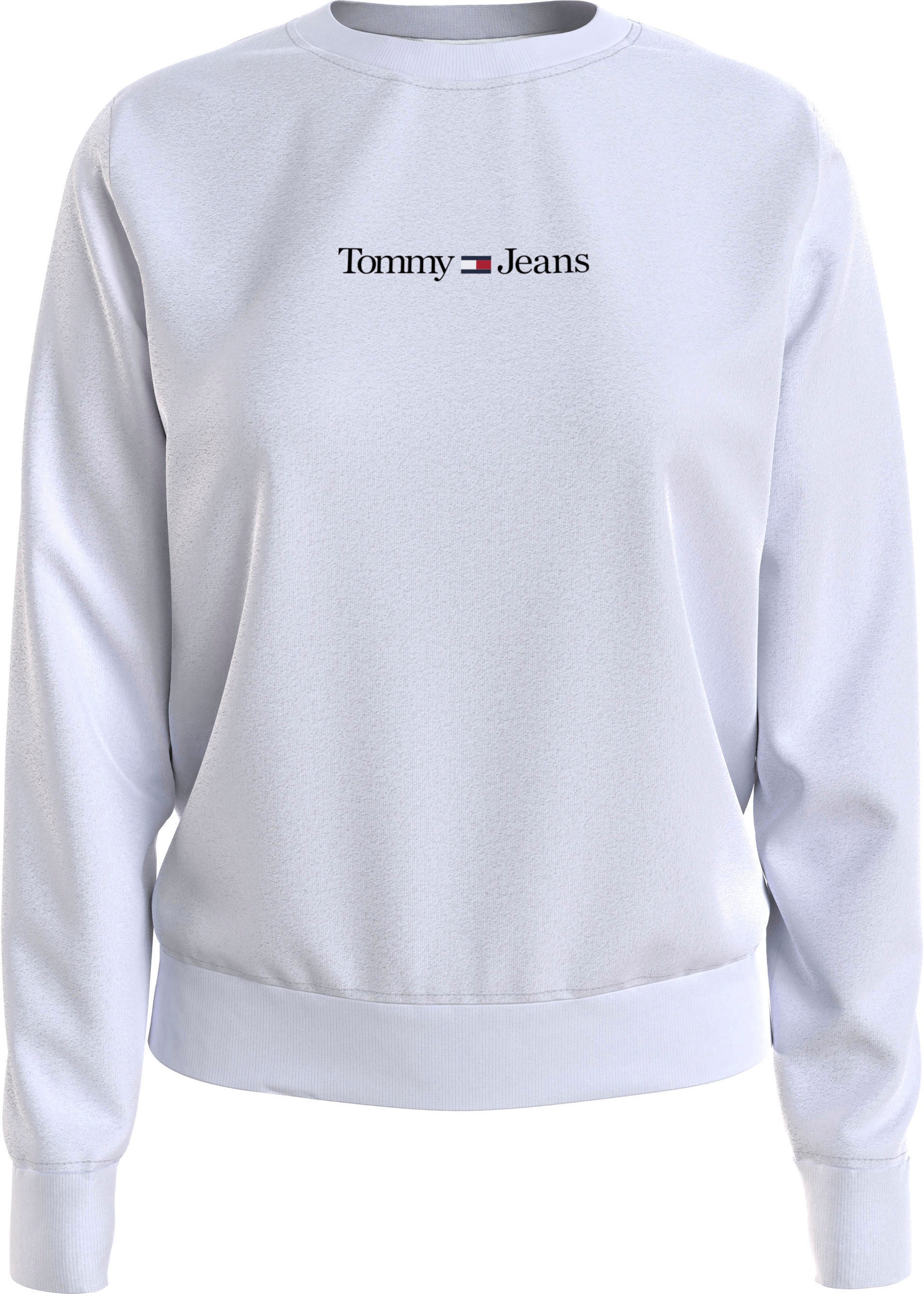 Sweater CREW«, SERIF REG LINEAR & bei Rippbündchen ♕ mit Linear Jeans Tommy Tommy Logoschriftzug »TJW