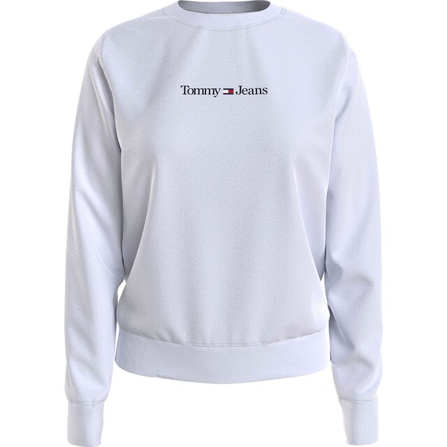 & Tommy Tommy SERIF Linear bei mit »TJW Logoschriftzug CREW«, Rippbündchen ♕ LINEAR Jeans Sweater REG