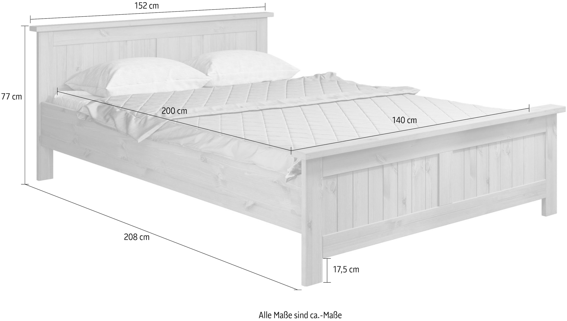 Home affaire Massivholzbett »Juventus, Bett, Massivholzbett, Holzbett, Bettrahmen«, (Breite/Belastbarkeit 140cm/180 KG), Breite 90 cm, aus massiver Kiefer, FSC®-zertifiziert