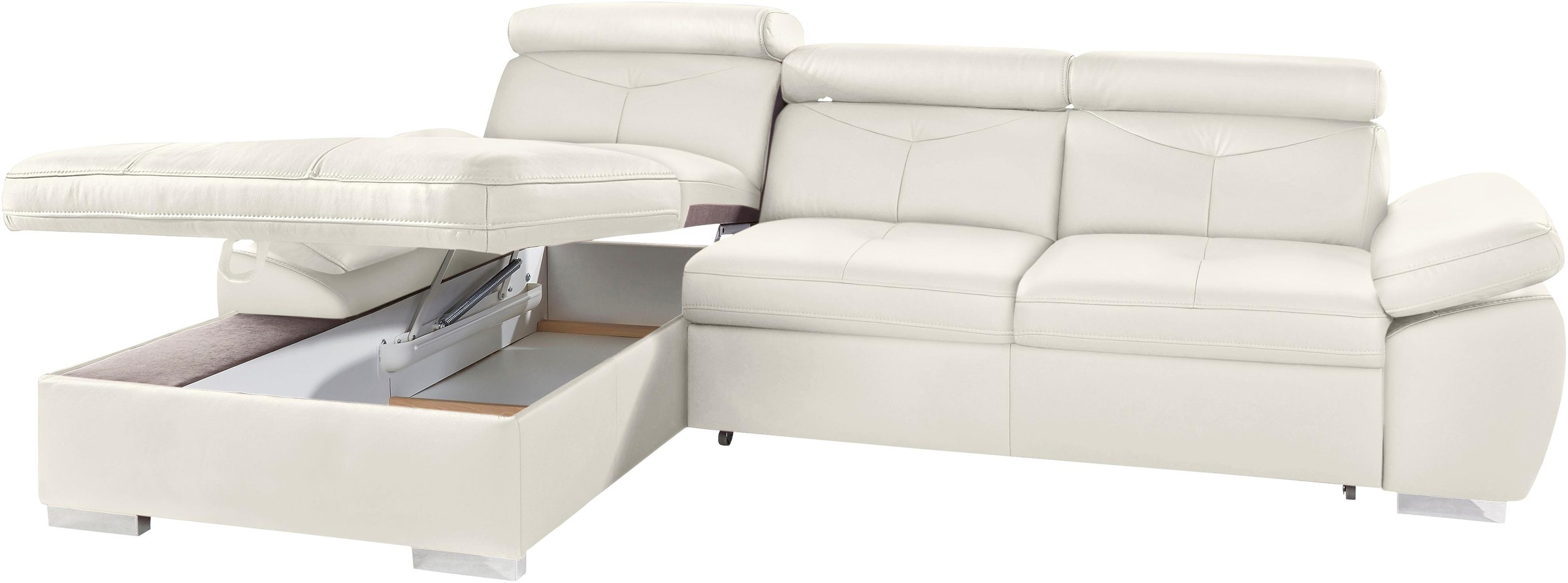 exxpo - sofa fashion Ecksofa »Spring, super bequem, mit Armteil- und Kopfteilfunktion«, L-Form, wahlweise mit Bettfunktion und Bettkasten