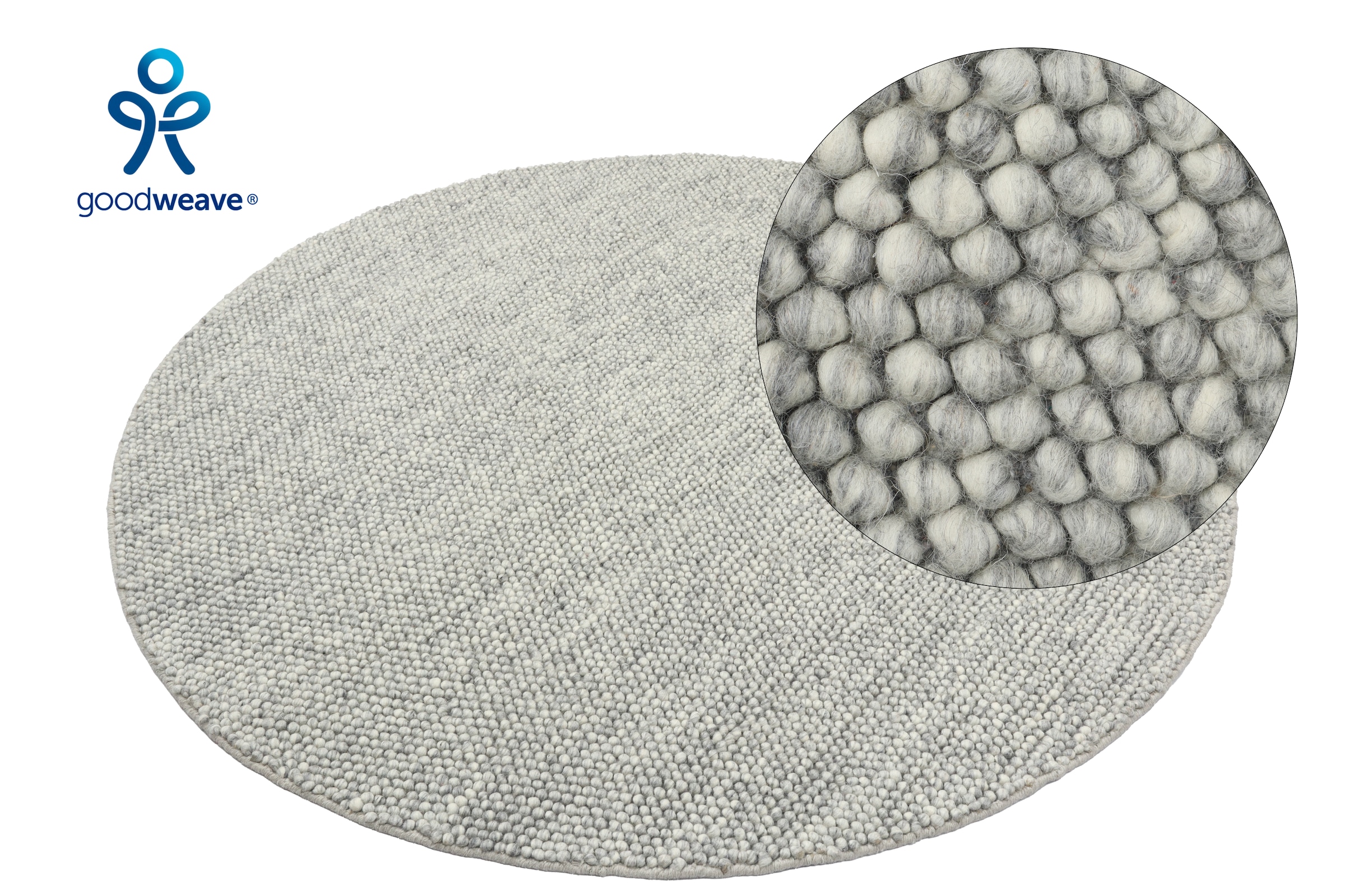 my home Wollteppich »Wolly« rund 14 mm Höhe Wolle, handgewebt, Handweb Teppiche, Wohnzimmer, Schlafzimmer