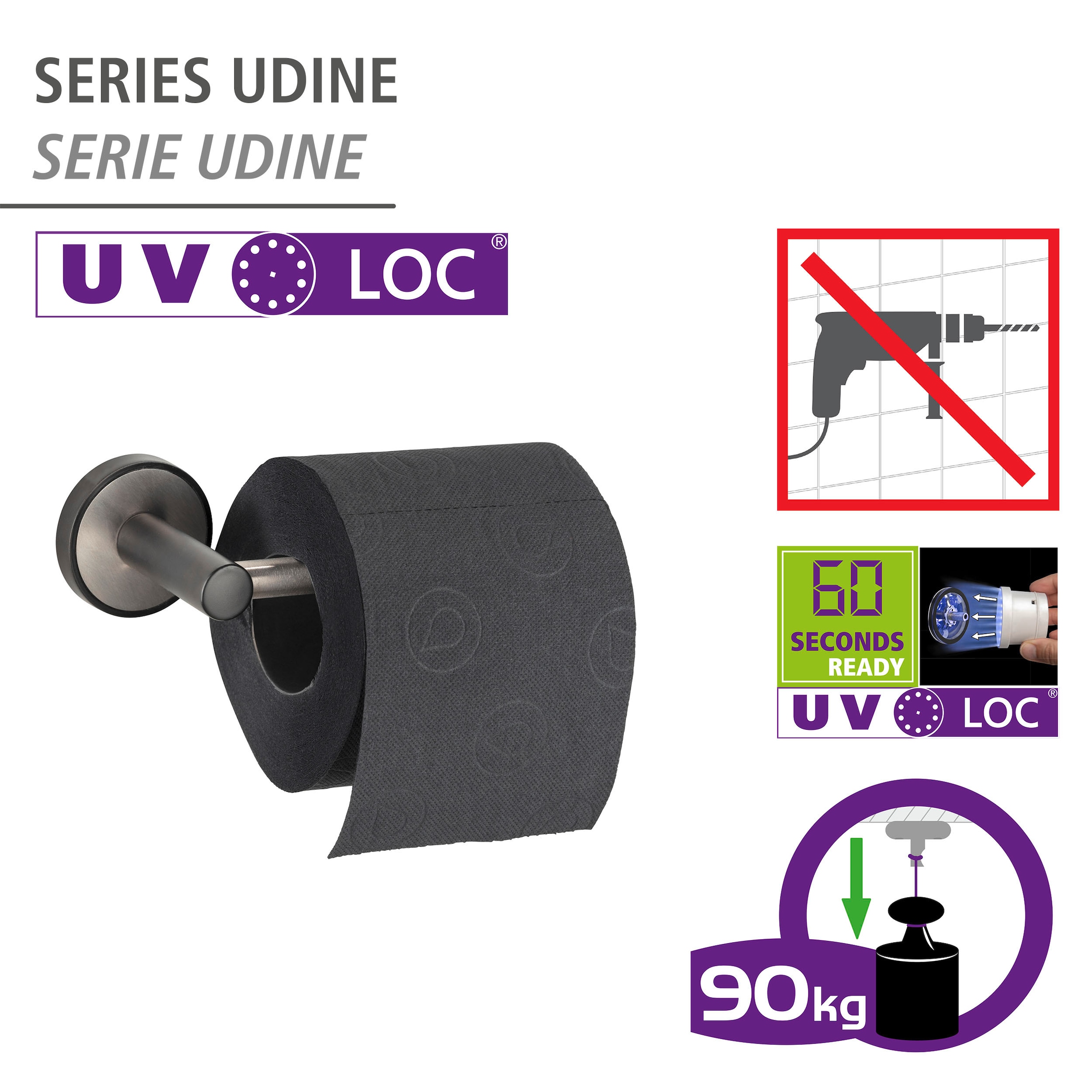 WENKO Toilettenpapierhalter »UV-Loc® Udine«, Befestigen 3 XXL mit | Garantie online ohne Bohren Jahren kaufen