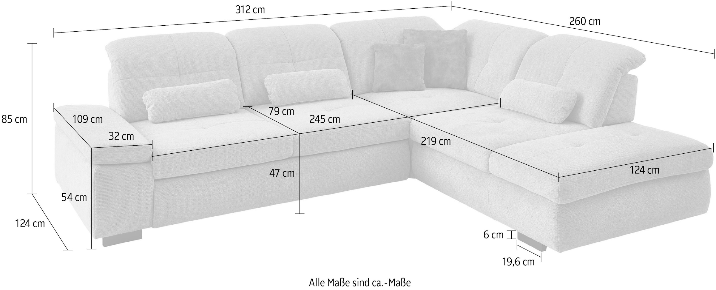 Die PlanBar Ecksofa »MP-IN16012 L-Form Kaltschaum-Polsterung« inkl. Sitztiefenverstellung, optional mit Funktionen