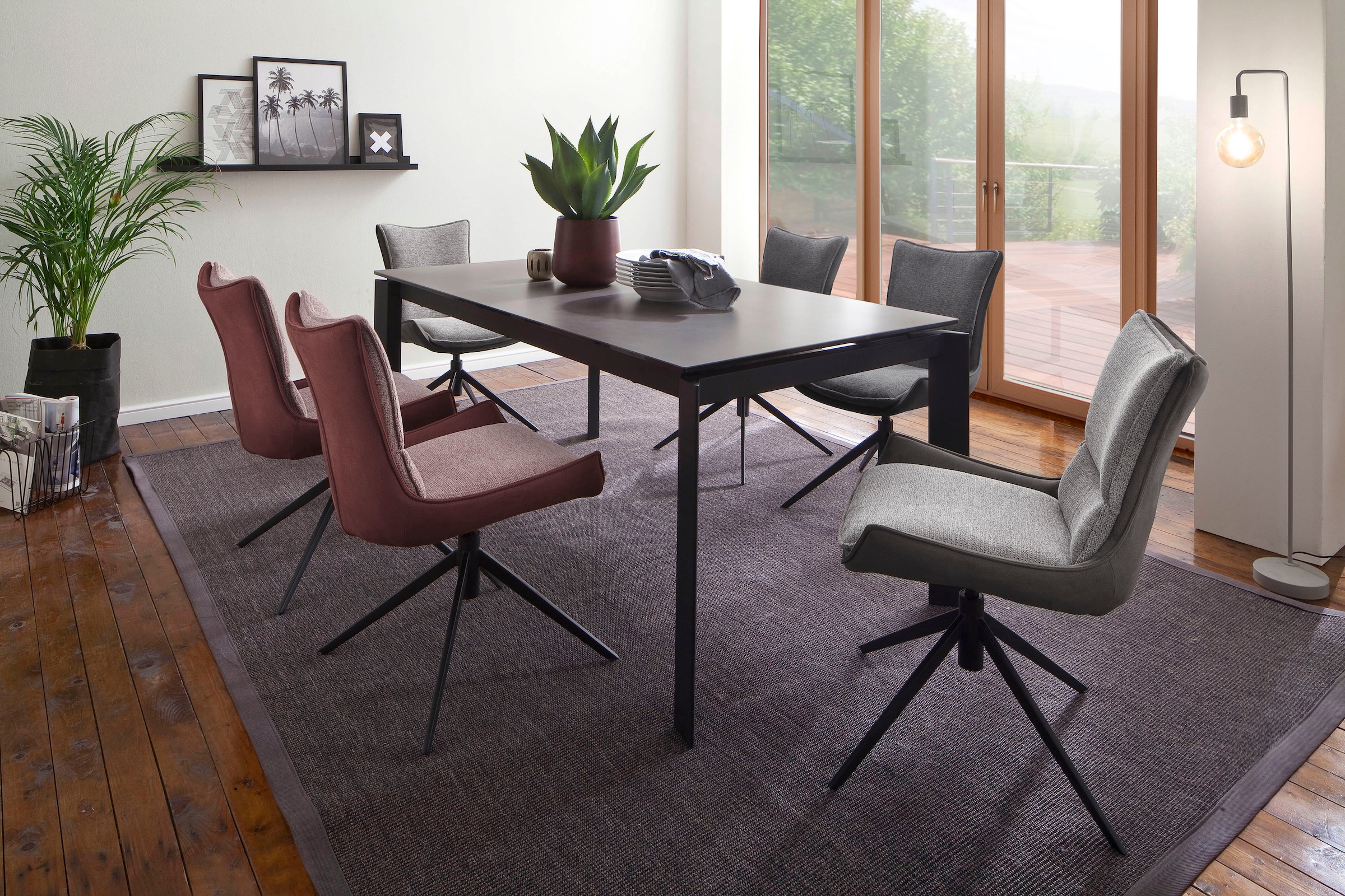 MCA furniture 4-Fußstuhl »Kitami«, (Set), 2 St., Esszimmerstuhl drehbar 360° mit Nivellierung, Stoffbezug, bis 120 kg