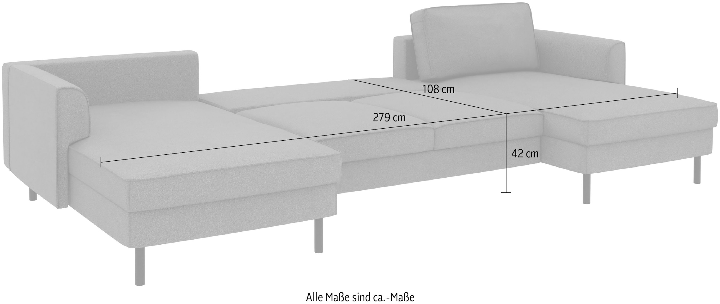 Home affaire Wohnlandschaft »Booster Couch wahlweise mit Schlaffunktion und Bettkasten-auch in Cord«, Sofa in U-Form, Breite 305 cm