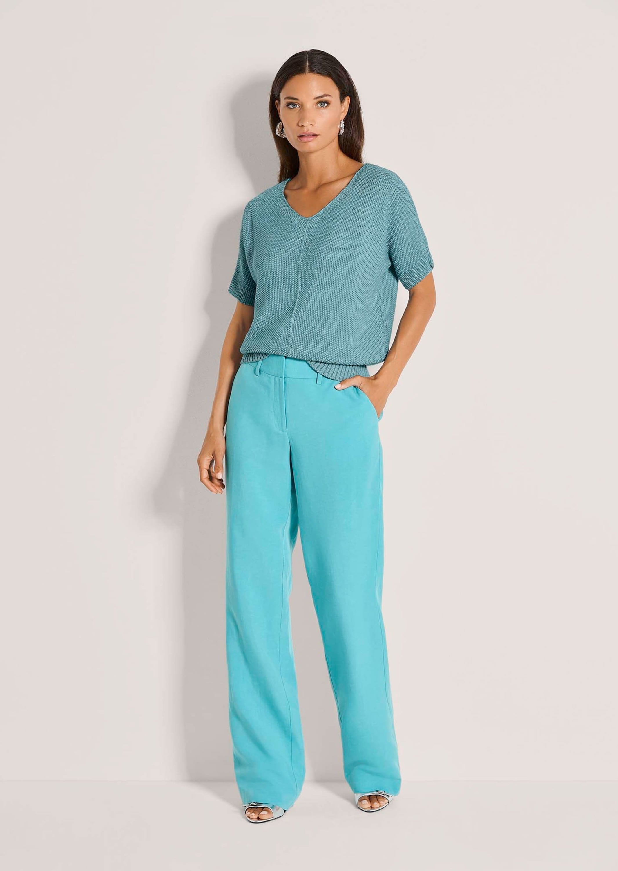 MADELEINE Longpullover »Strickpullover Strukturpullover mit Glanzeffekt« Glanzgarn