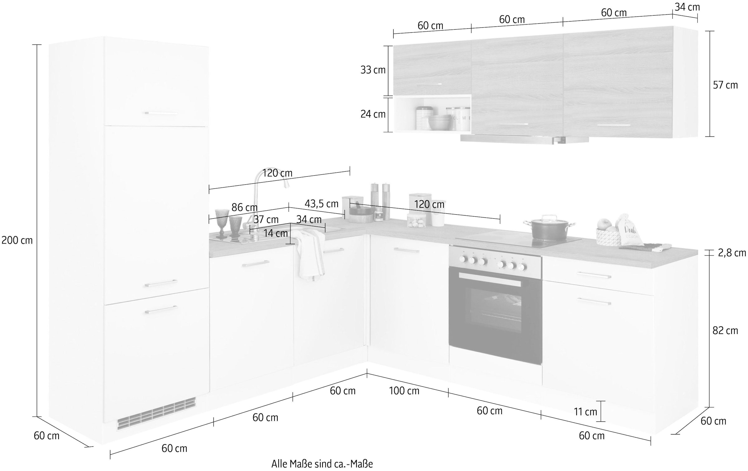 E-Geräte, x Geschirrspüler inkl. mit Winkelküche bequem 240 Kühlschrank MÖBEL »Visby«, bestellen 240cm Winkel u. HELD