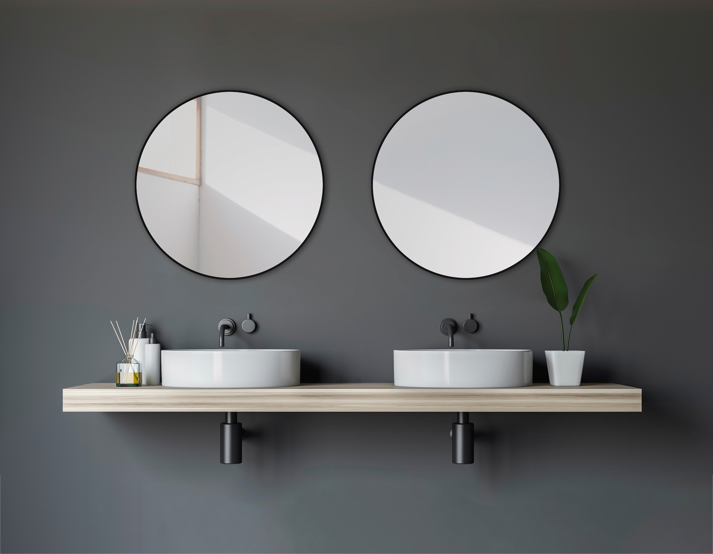Talos Badspiegel »Black Circle«, (Komplett-Set), Durchmesser: 60 cm