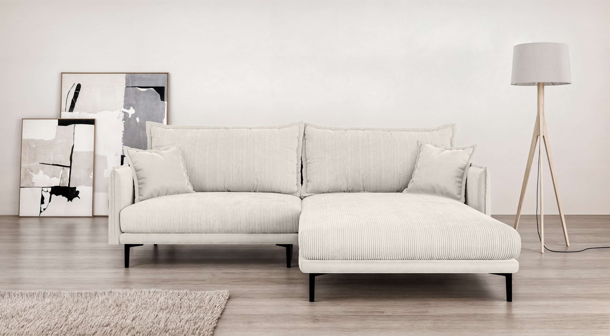 Home affaire Ecksofa »ALEXANDRIA mit Recamiere rechts oder links bestellbar, moderne Bezüge« L-Form mit Wellenunterfederung, Maße: B/H/T 246/86/190 cm