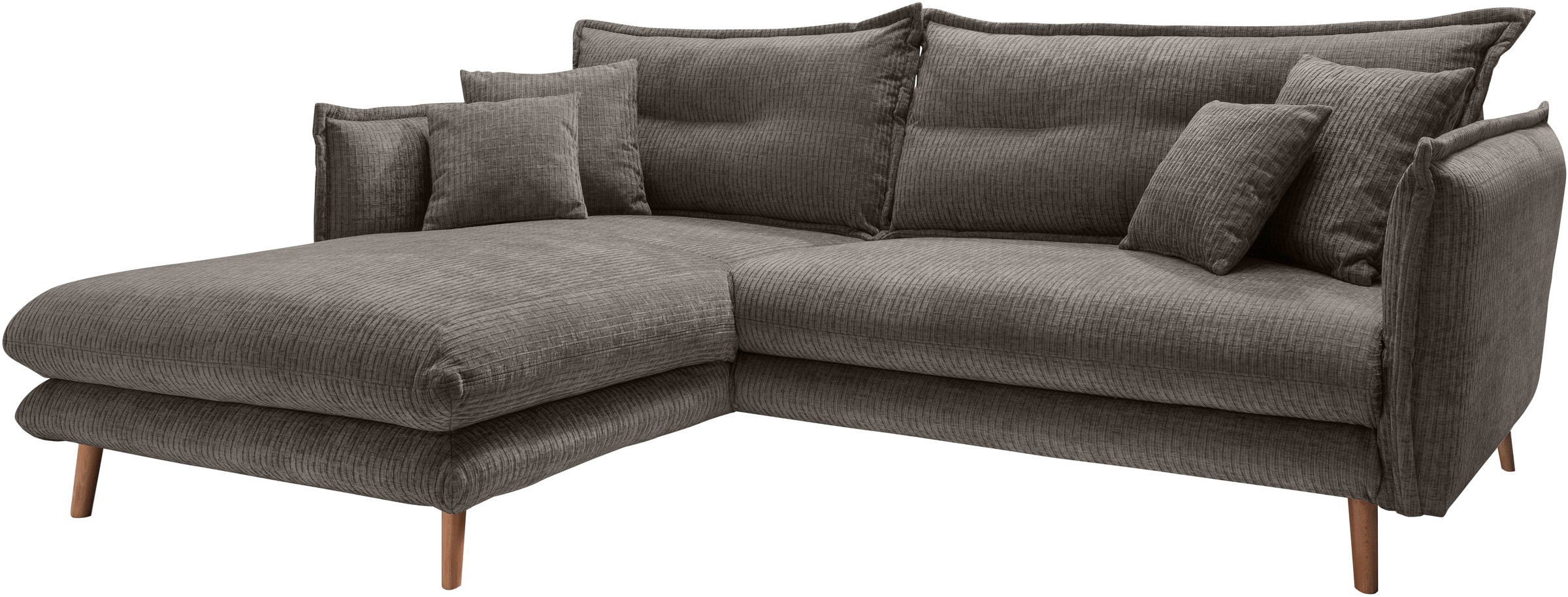 Home affaire Ecksofa »Lazio modern und bequem, schmale Armlehnen, tolle Detailverarbeitung« zwei verschiedene Fußfarben wählbar