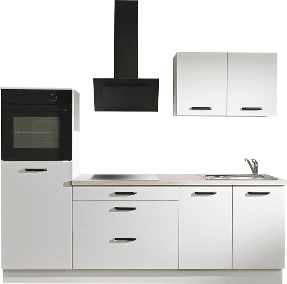 wiho Küchen Küchenzeile "Compact: Kleines Format, große Ausstattung, optional mit E-Geräten" Variante ohne Kühlschrank, Breite 240 cm