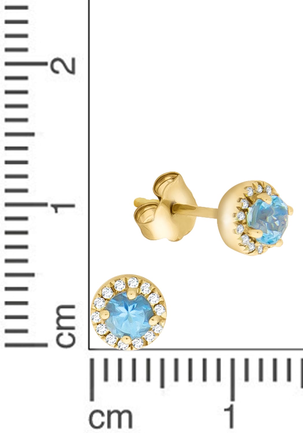 Firetti Paar Ohrstecker »Schmuck Geschenk Gold 375 Ohrschmuck Edelstein Farbstein Topas«, mit Blautopas (beh.) - mit Diamant