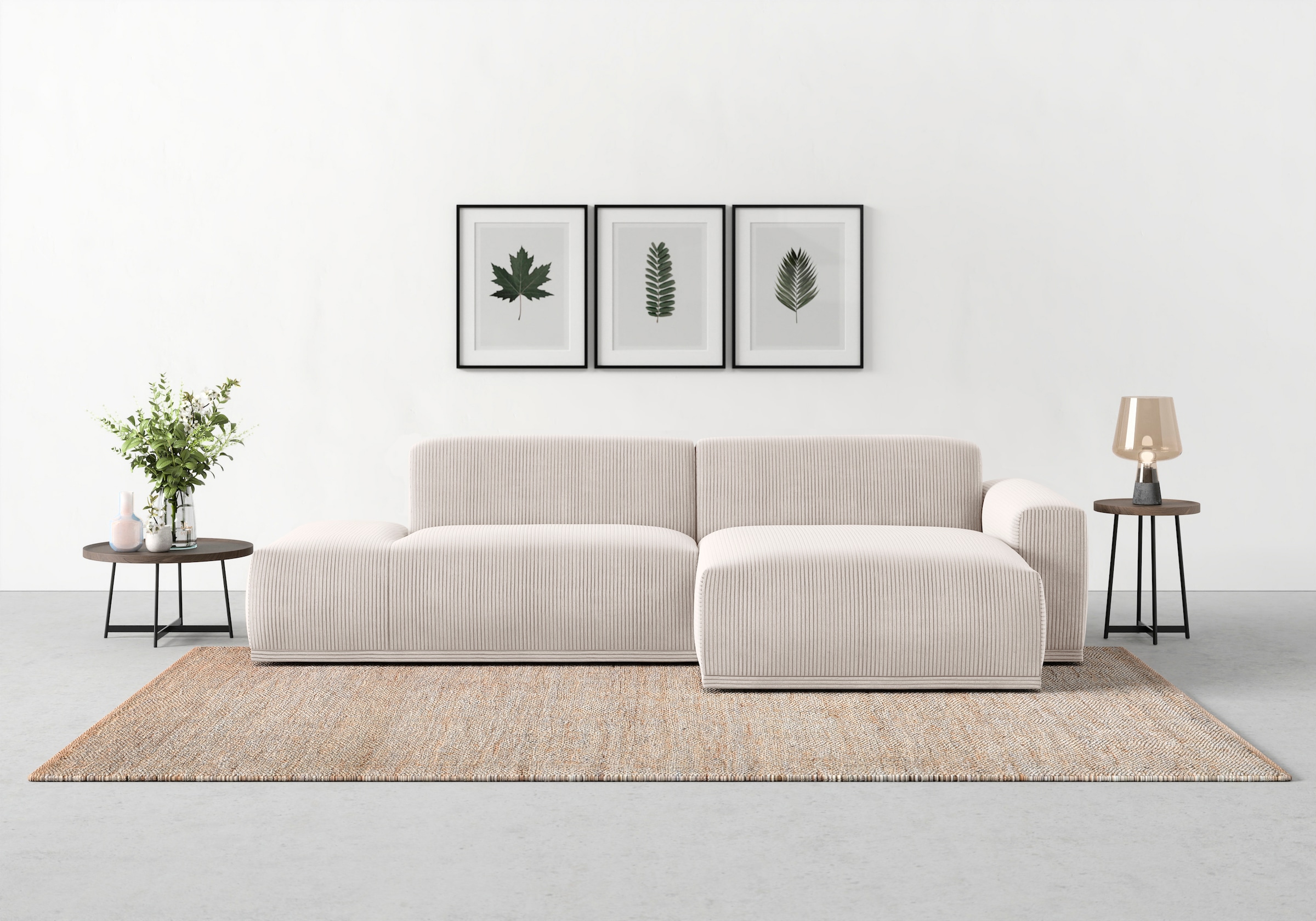 TRENDMANUFAKTUR Ecksofa Braga, aus 2 Teilen, moderner Cord-Stoff