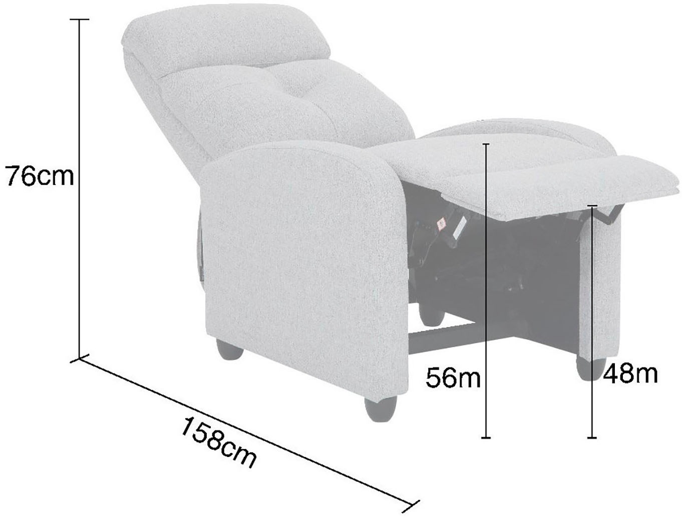 Home affaire Relaxsessel »VESOUL, TV-Sessel, Ruhesessel mit Schlaffunktion, Webstoff«, Loungesessel mit manueller Relax- und Liegefunktion (105°-135°)