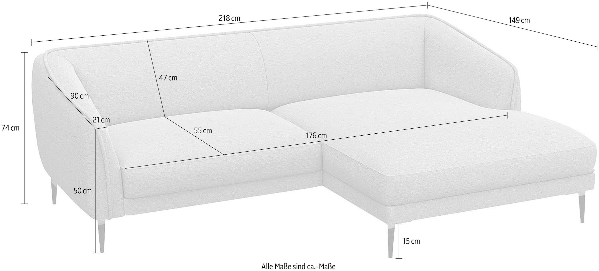FLEXLUX Ecksofa »Belle Designsofa, bequem durch Kaltschaum im Sitz, OTTOs Choice«, Skandinavisches Design, In hochwertiger Verarbeitung, B/T 218/149 cm