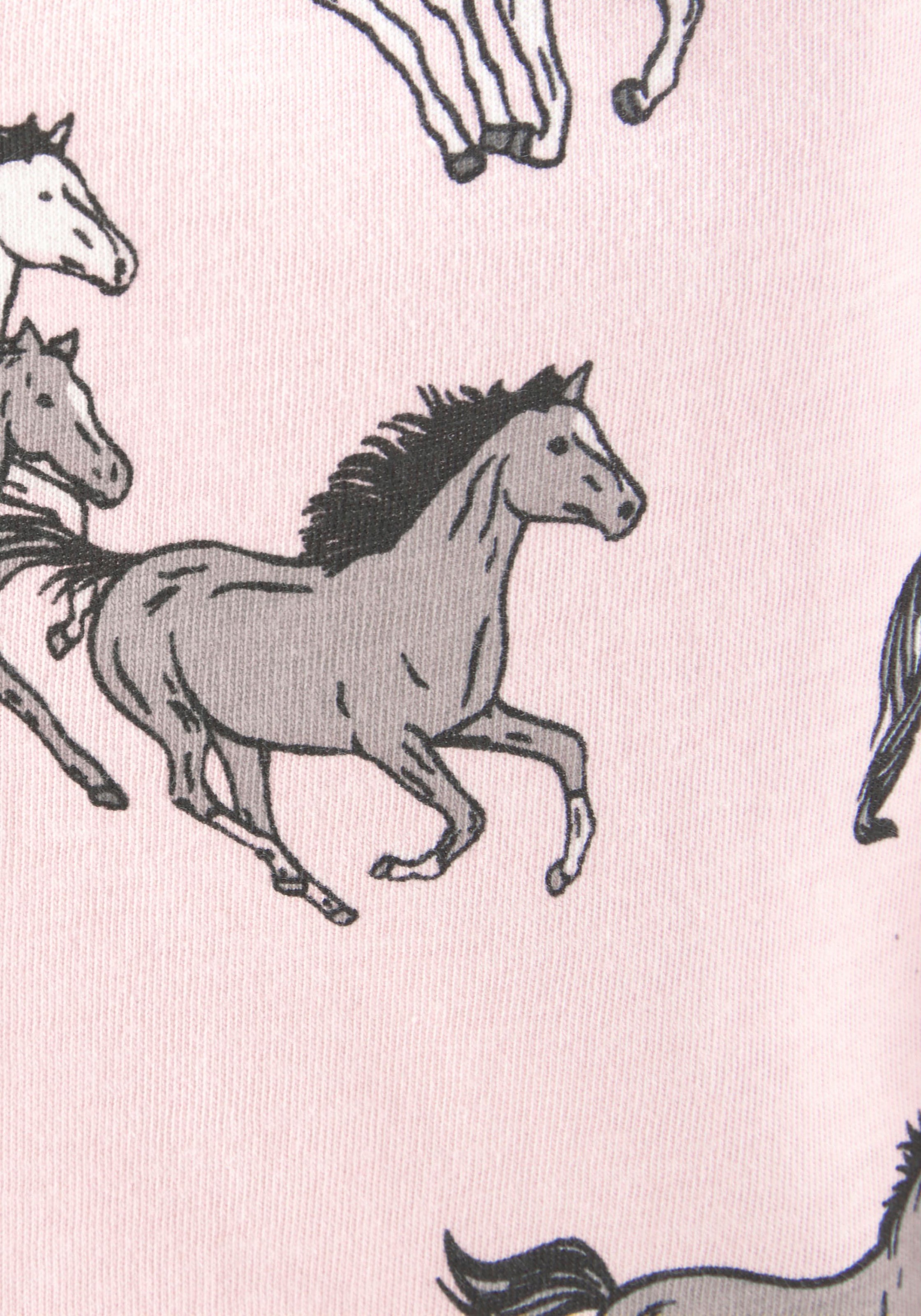 Stück), Pyjama, ♕ (2 langer 1 mit in tlg., bei Print petite Pferde Form fleur