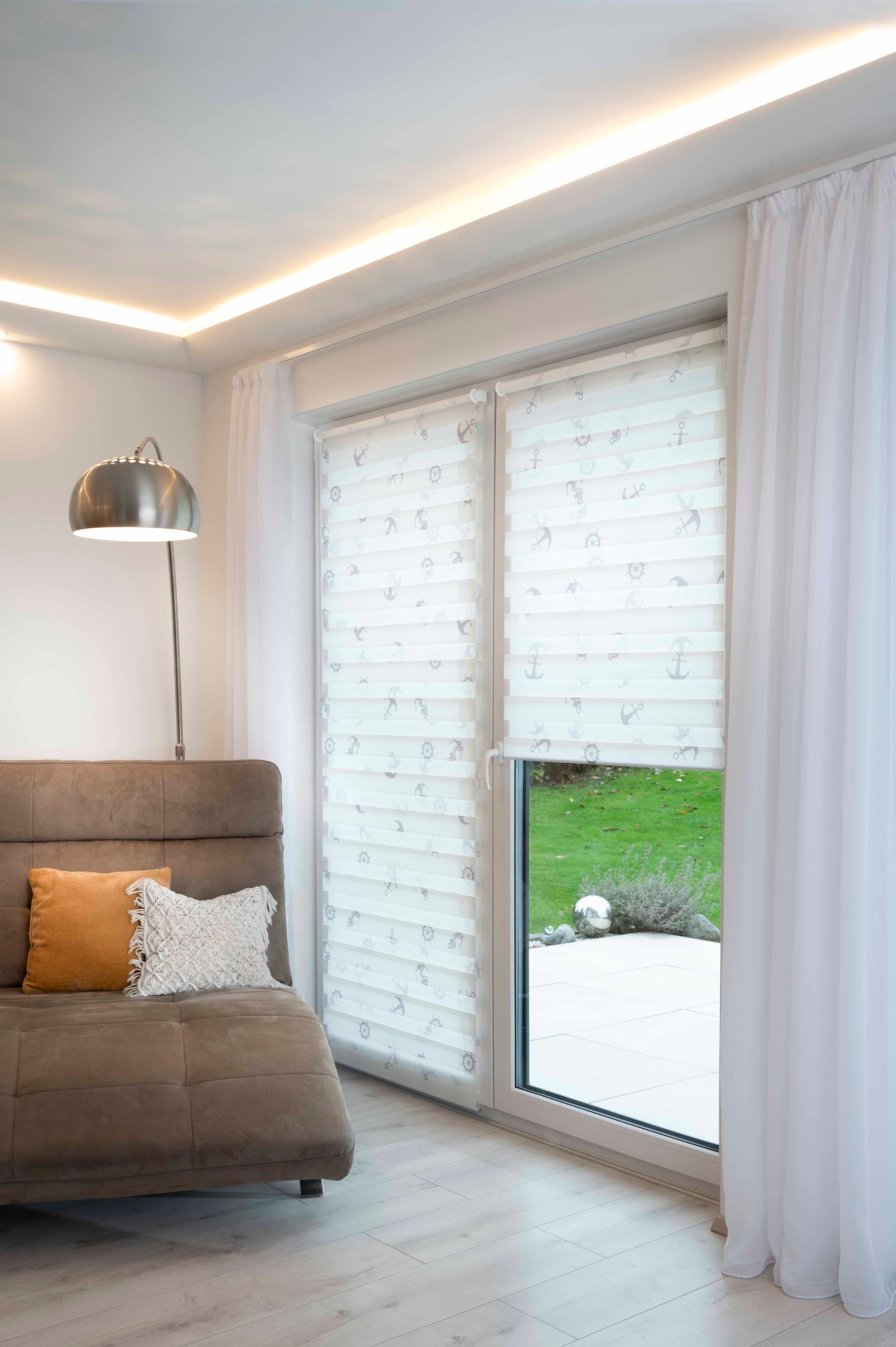 K-HOME Doppelrollo »MARITIM bedruckt« Lichtschutz Sichtschutz ohne Bohren freihängend Klemmfix, bedruckt