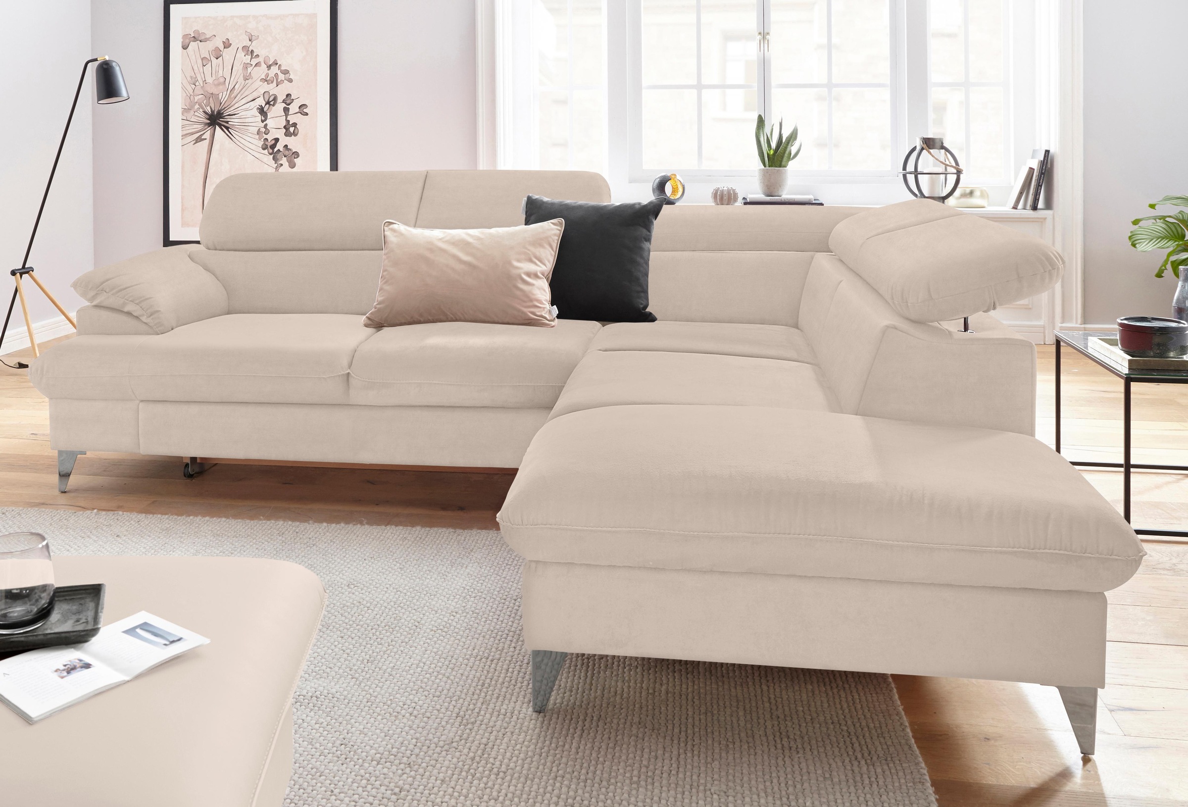 COTTA Ecksofa »Caluso L-Form«, mit Kopfteilverstellung, wahlweise mit Bettfunktion & Bettkasten