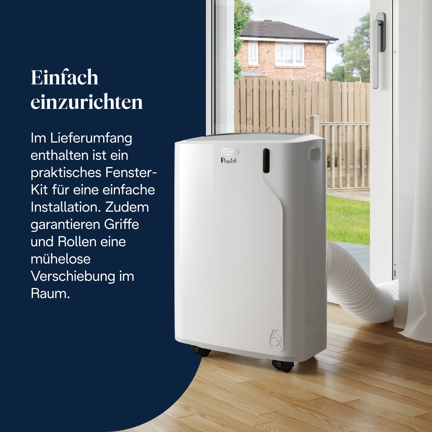 De'Longhi 3-in-1-Klimagerät »Pinguino EM82K ideal für kleine Wohnungen/Räume« 27 m² Räume, A, 9.400 BTU/h, 2,4 Kw, 63 dB, Luftentfeuchtermodus