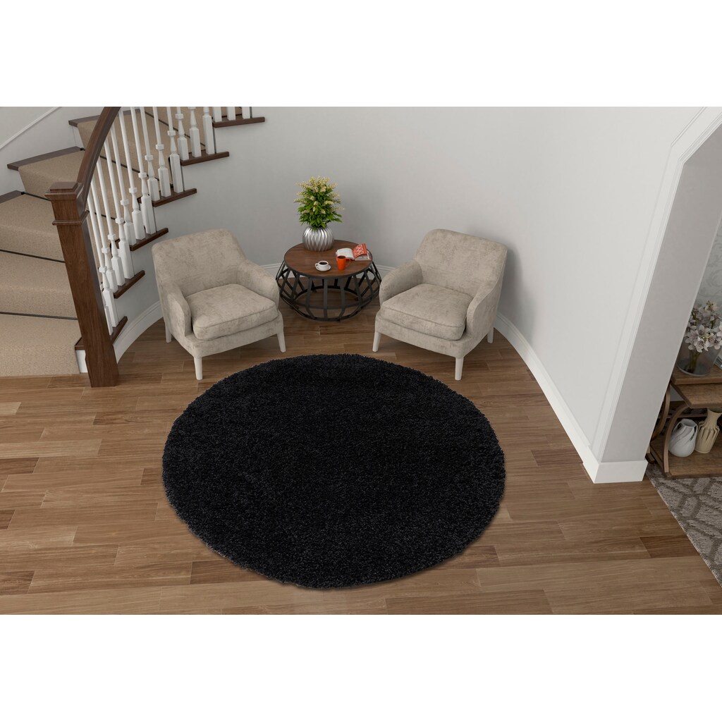 Home affaire Hochflor-Teppich »Viva Teppich rund«, rund, 45 mm Höhe, Uni Farben, einfarbig, rund, besonders weich und kuschelig, idealer Teppich für Wohnzimmer & Schlafzimmer