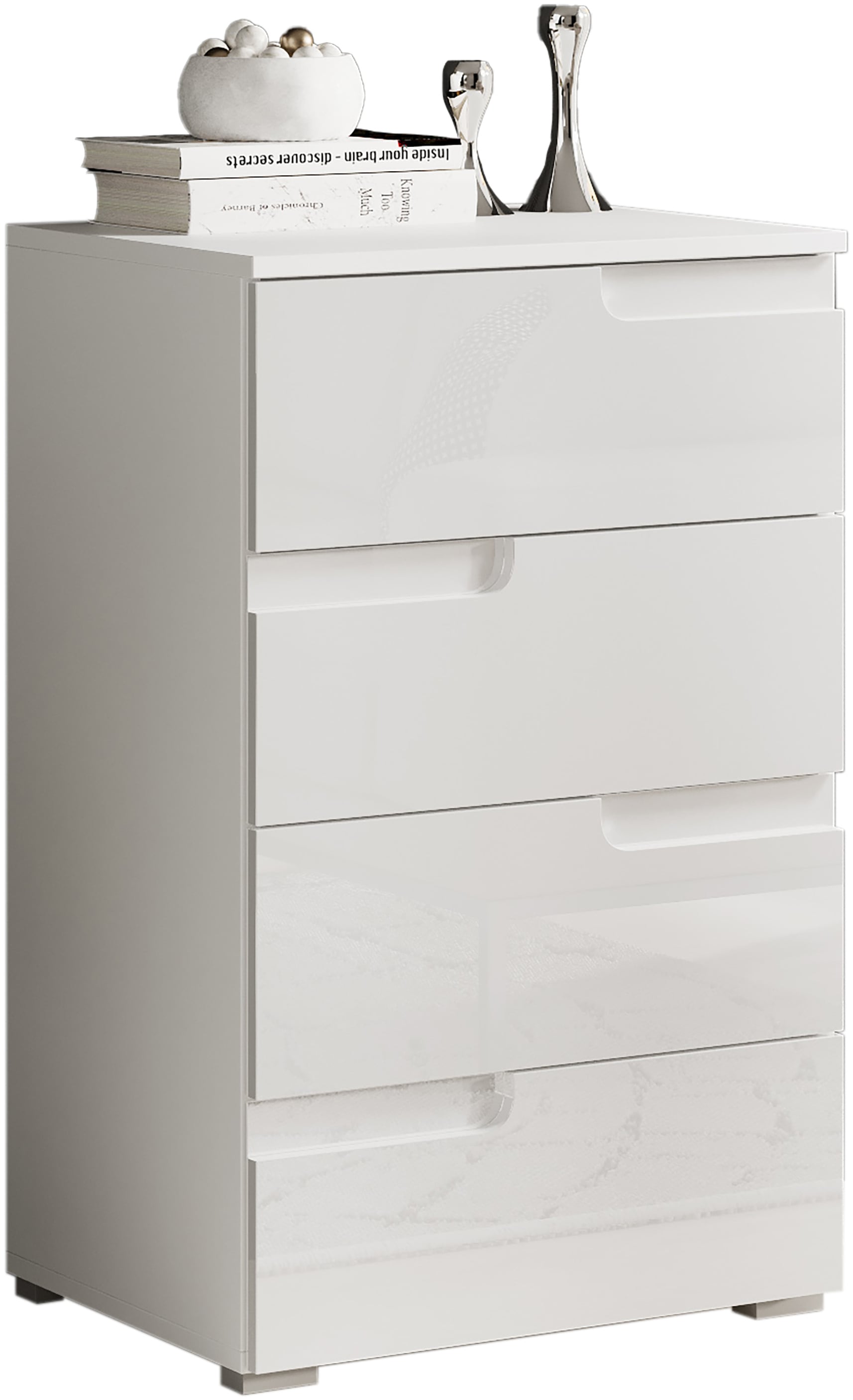 HBZ Kommode »Spice Weiß Hochglanz, BxHxT 50x80x40 cm«, Kommode mit 4 Schubkästen
