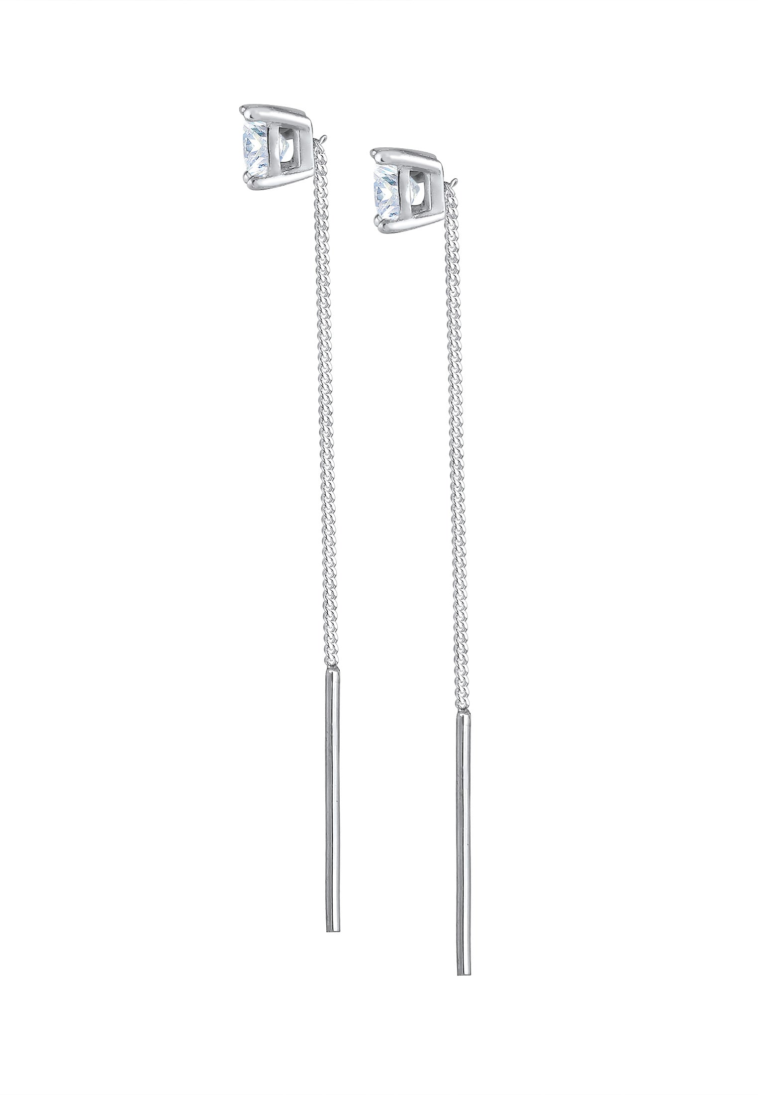 Elli Paar Ohrhänger »Ohrringe Durchziehen mit Zirkonia Quadrat 925 Silber«