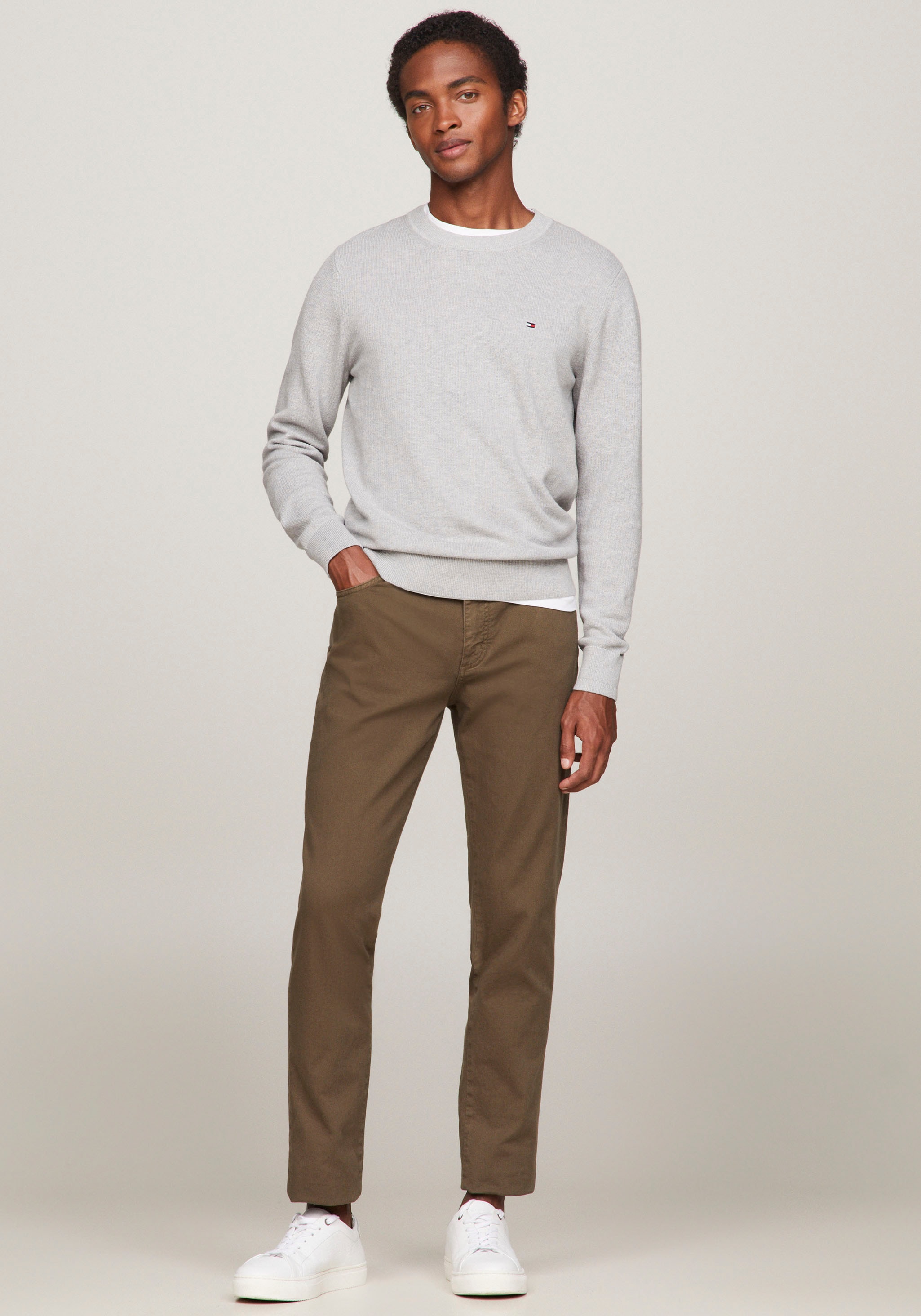 Tommy Hilfiger Longpullover »CHAIN RIDGE STRUCTURE C NECK«, mit Rundhalsausschnitt