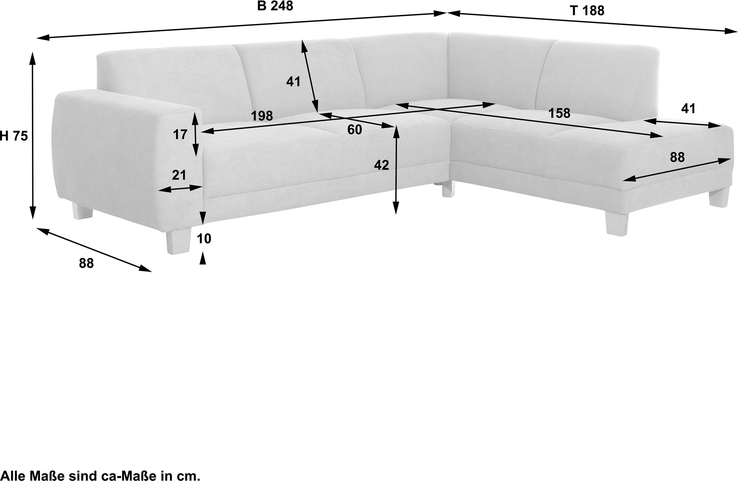 Max Winzer® Ecksofa »Blackpool modern, mittlere Sitzhärte mit hochwertiger Schaumpolsterung«, Lounge-Charakter durch niedrigen, leicht gewölbten Rücken