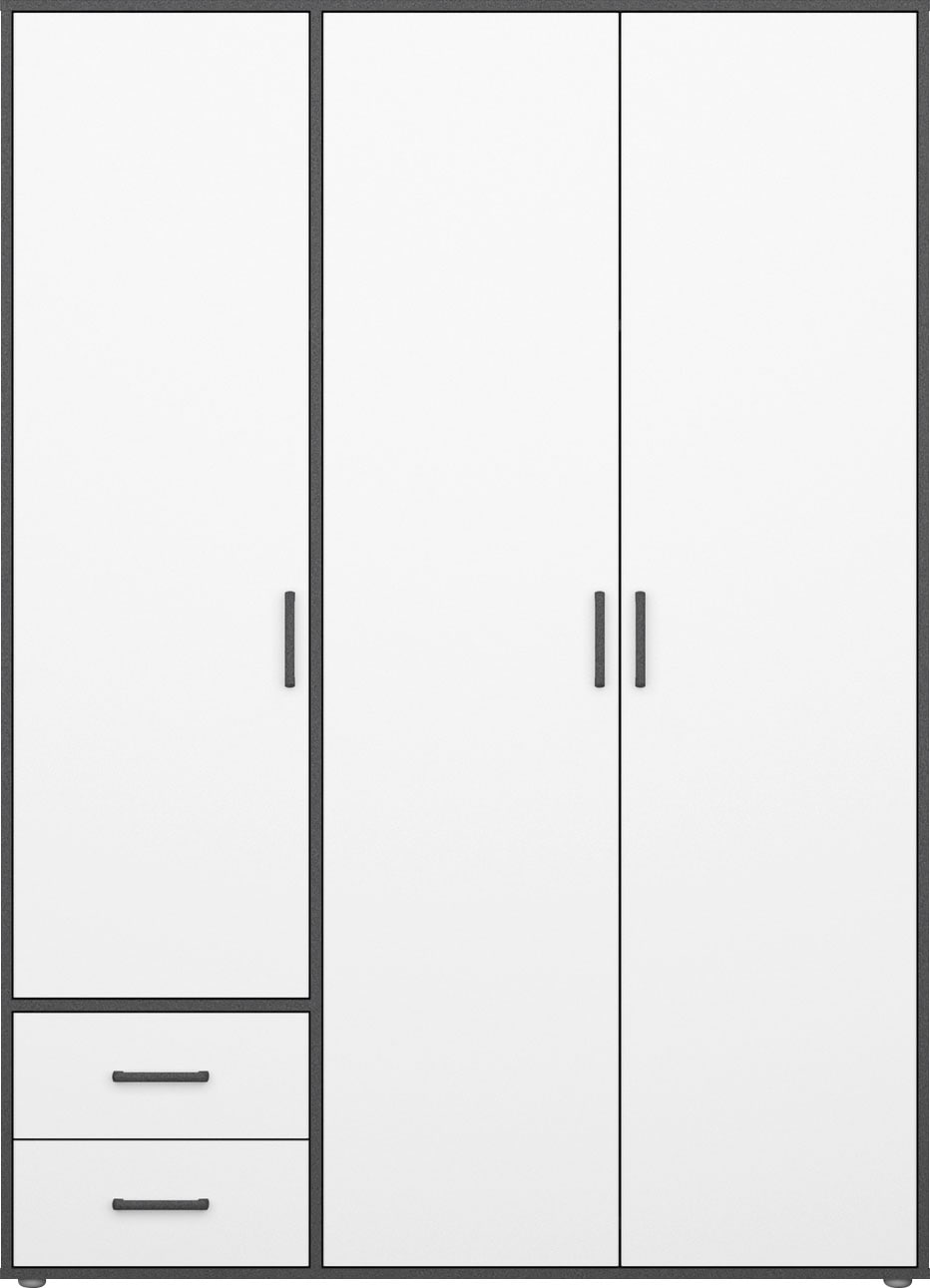 rauch Drehtürenschrank »Kleiderschrank Schrank Garderobe Wäscheschrank VOYAGER«, (in 3 verschiedenen Ausstattungen BASIC/CLASSIC/PREMIUM), moderne Griffe in Graumetallic mit Außenschubkästen MADE IN GERMANY